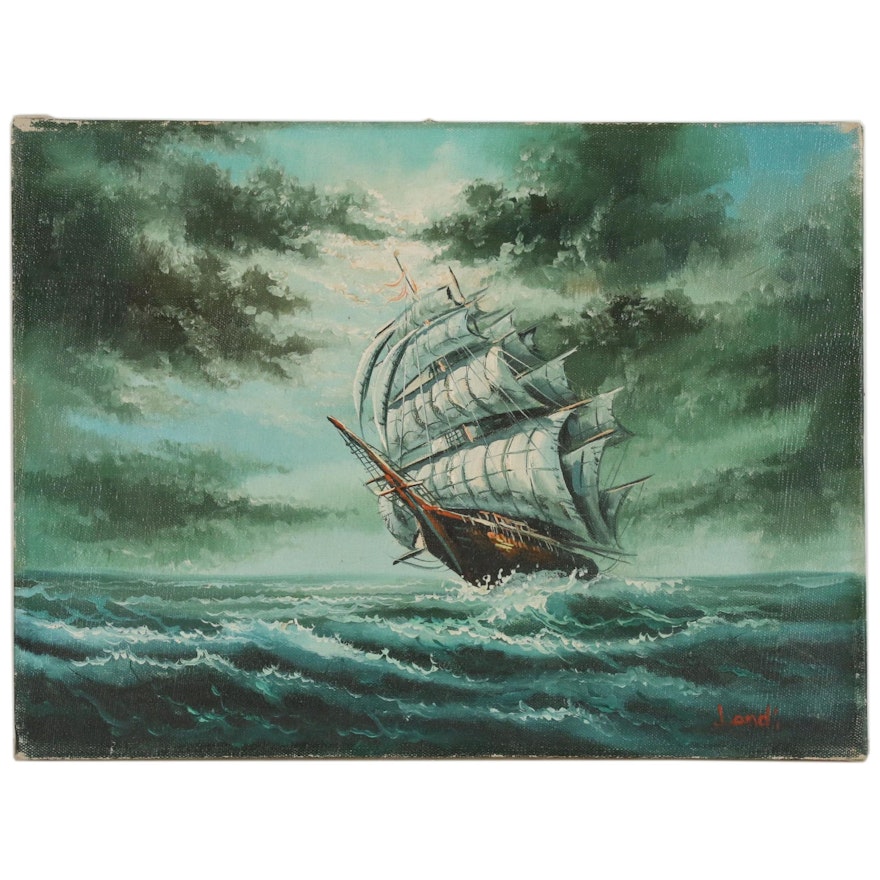 Nautical Oil Painting, Late 20th Century