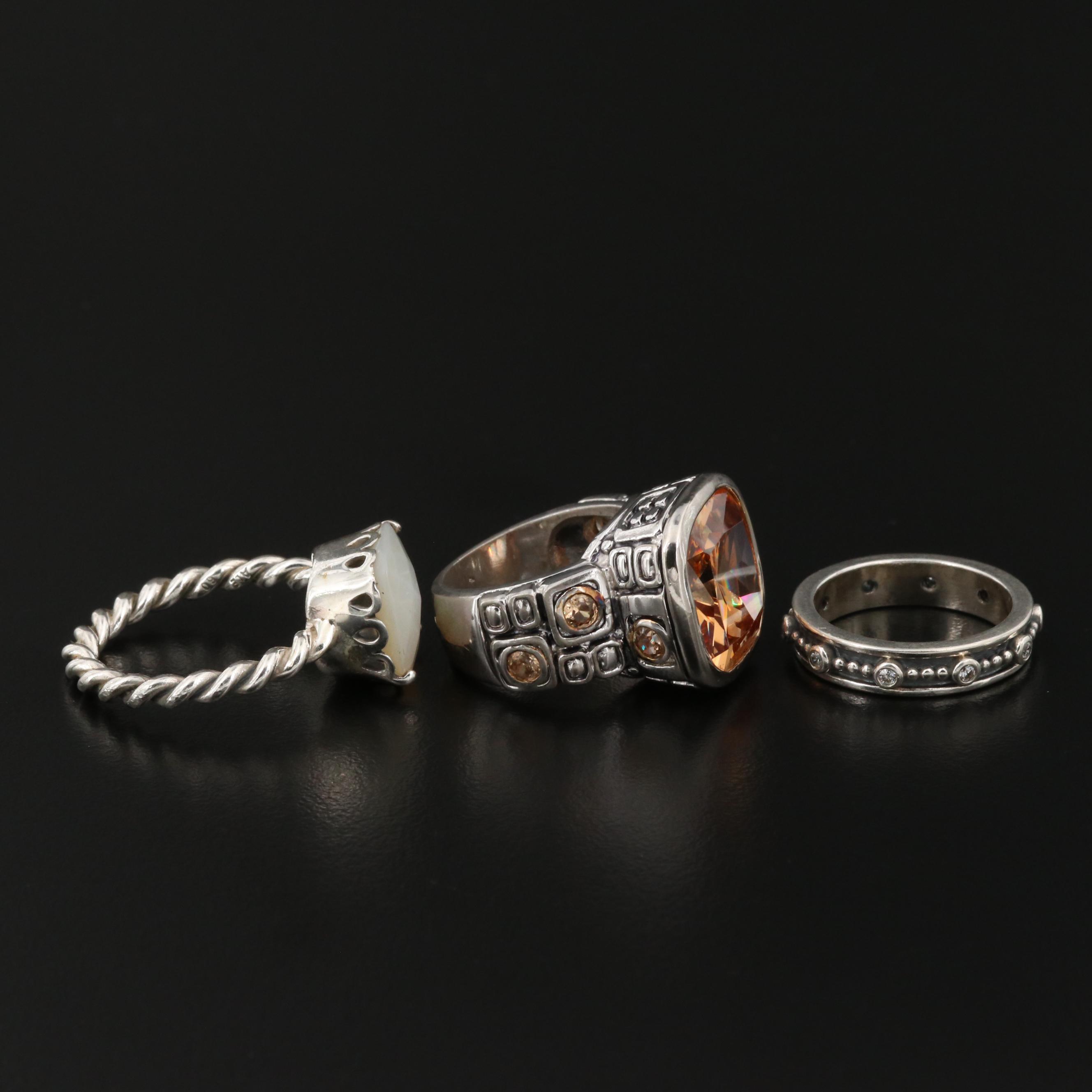 Sterling Silver Rings Featuring Pandora Twisted Ring and Bead Band