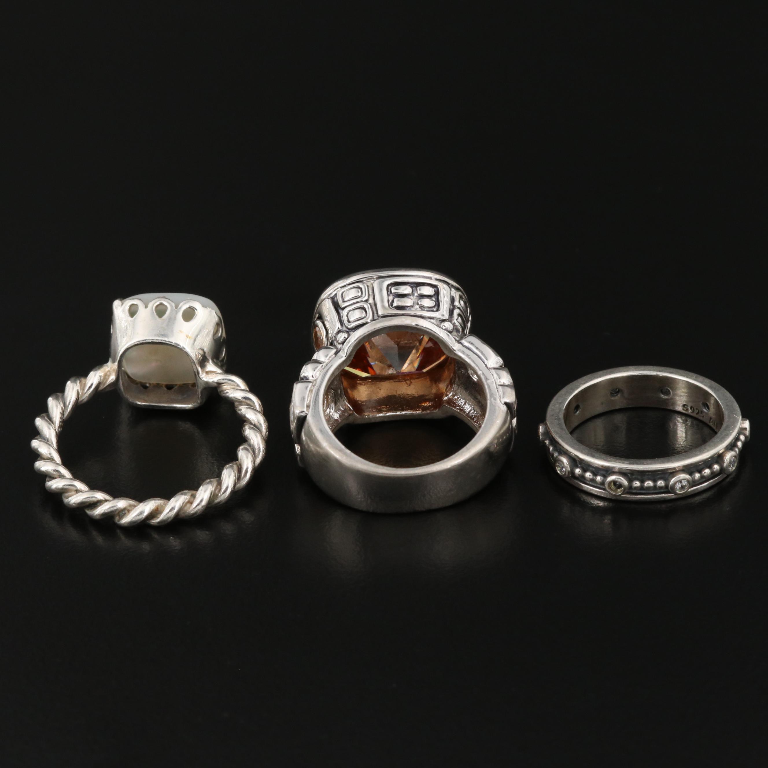 Sterling Silver Rings Featuring Pandora Twisted Ring and Bead Band