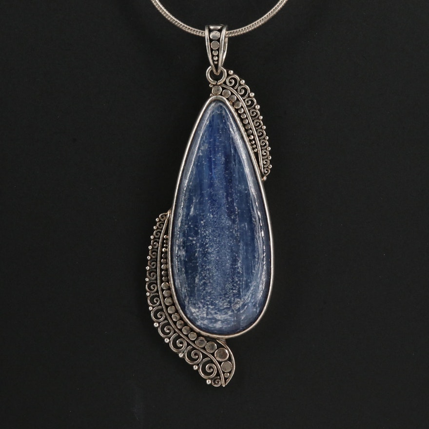 Sajen Sterling Silver Kyanite Pendant on Snake Chain