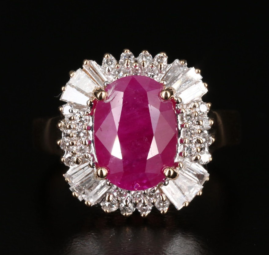 18K Ruby and 1.28 CTW Diamond Halo Ring