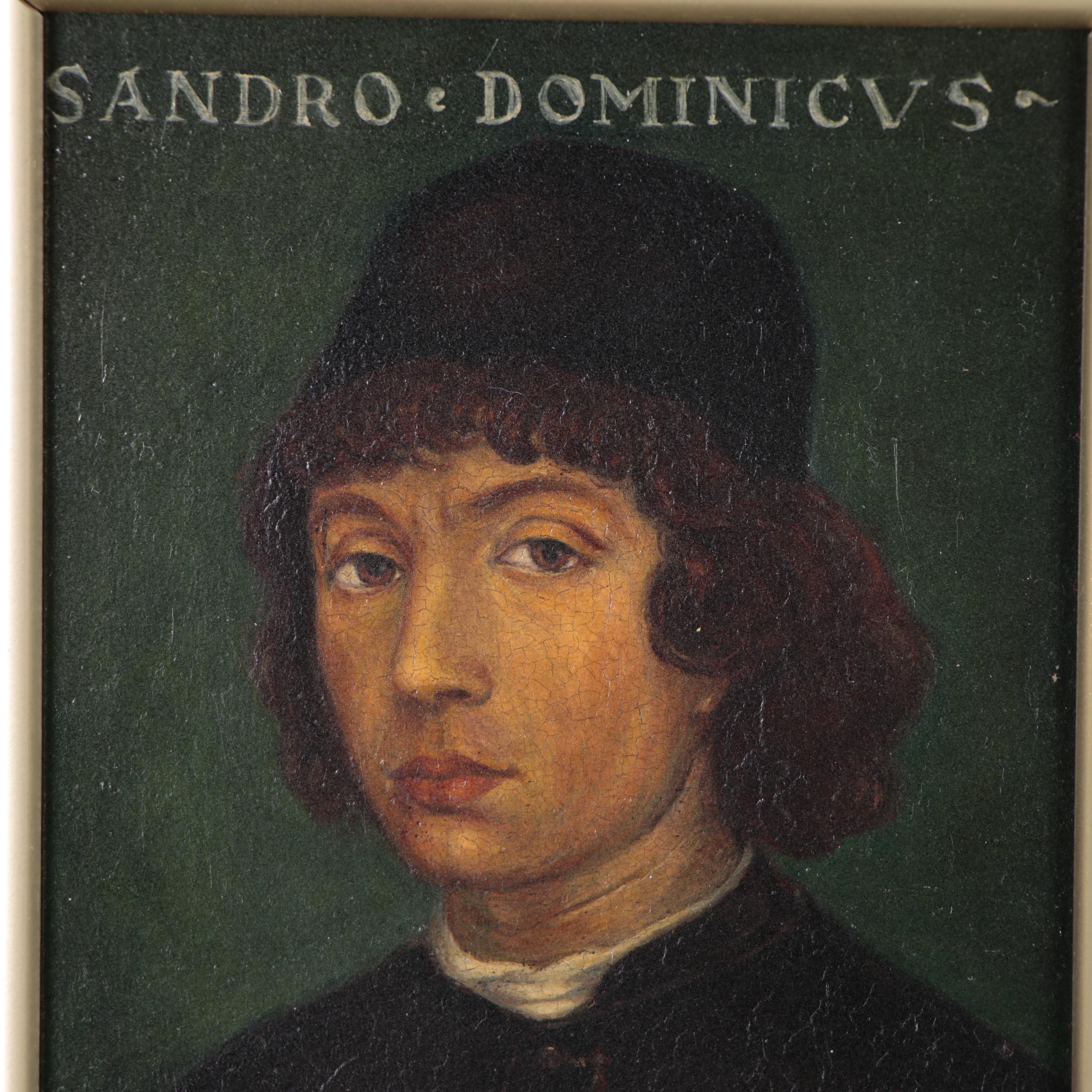 Italian Renaissance Style Portrait Oil Painting in the Manner of Filippino Lippi