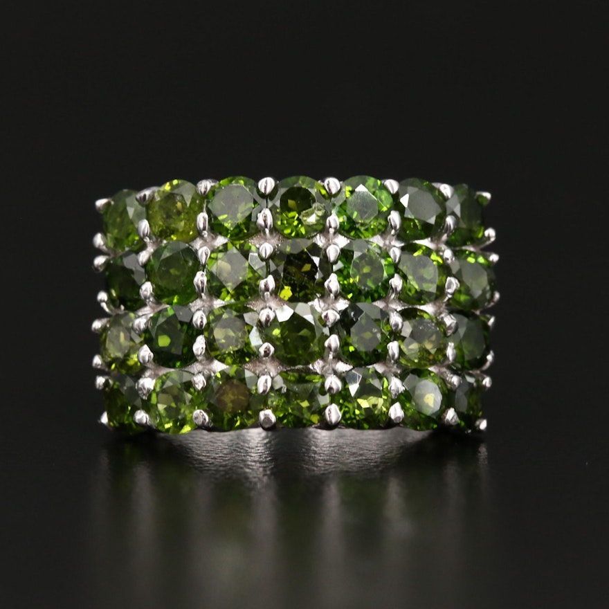Sterling Silver Diopside Multi-Row Ring