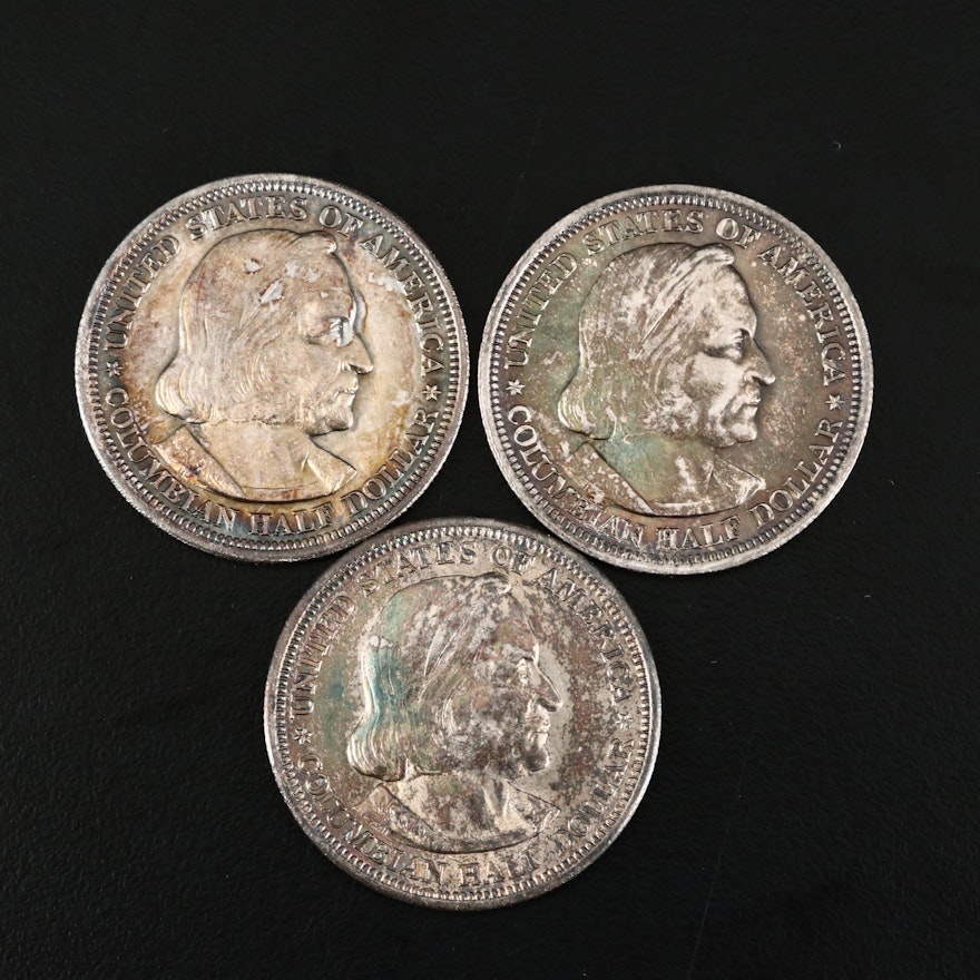 Three 1893 Columbian Exposition Silver Half Dollars