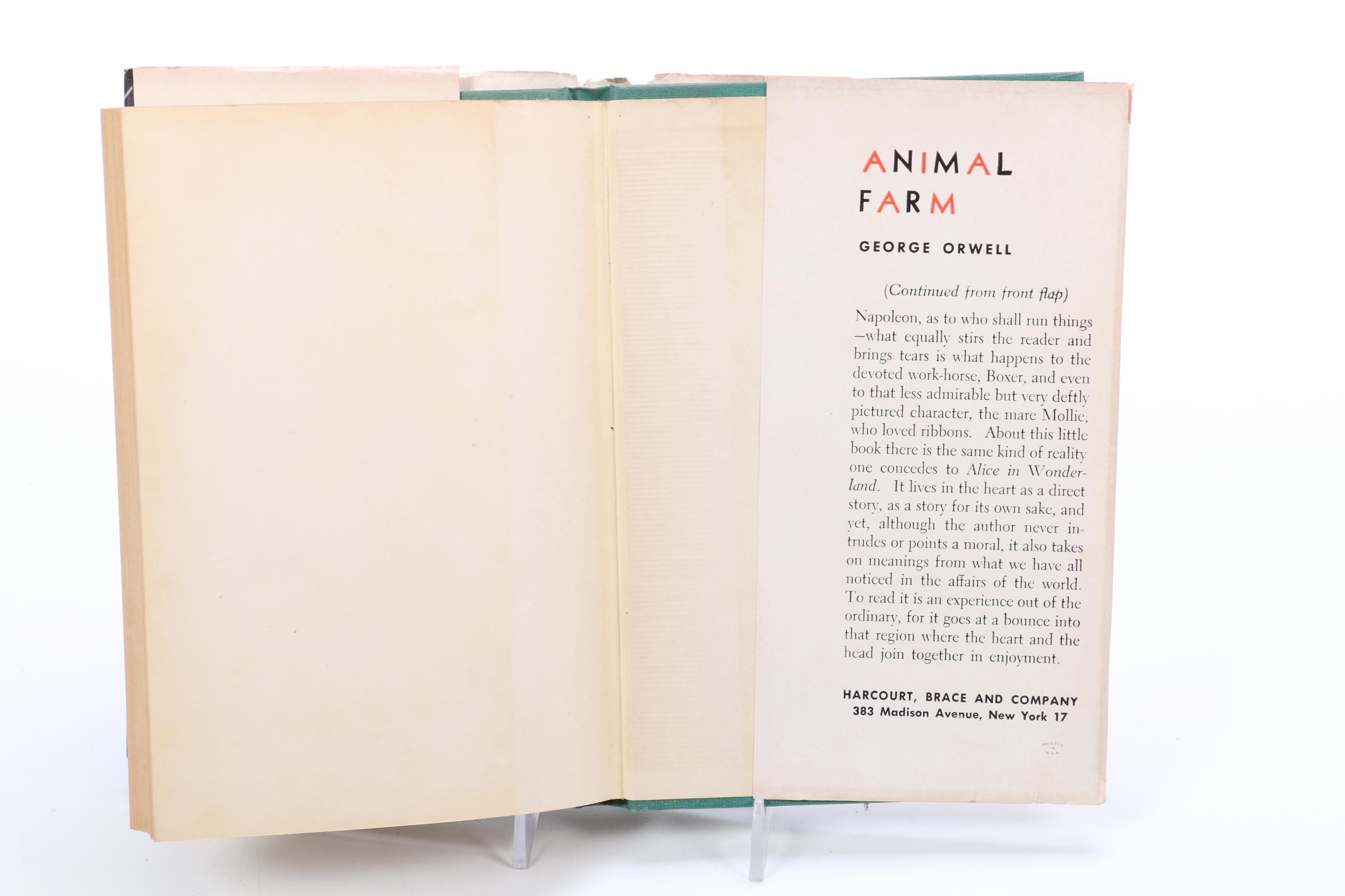 Early Edition "Animal Farm" by George Orwell with Dust Jacket, 1946
