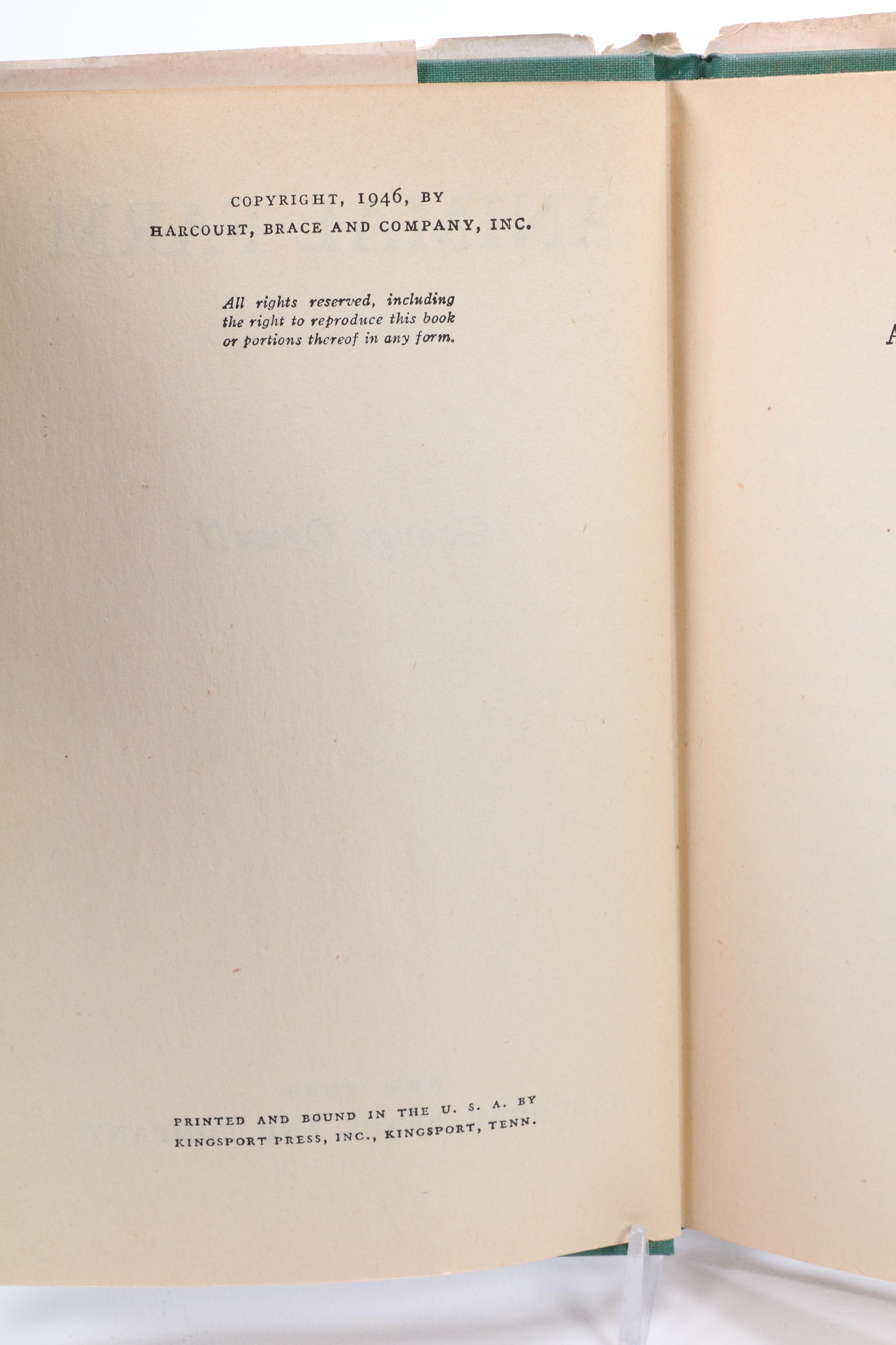 Early Edition "Animal Farm" by George Orwell with Dust Jacket, 1946