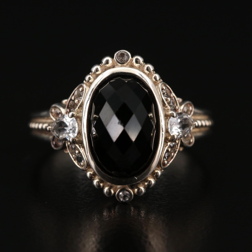 Sterling Silver Topaz and Spinel Ring
