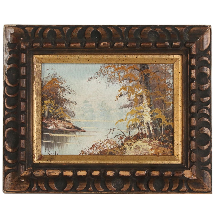 Scott Autumnal Landscape Oil Painting, Late 20th Century