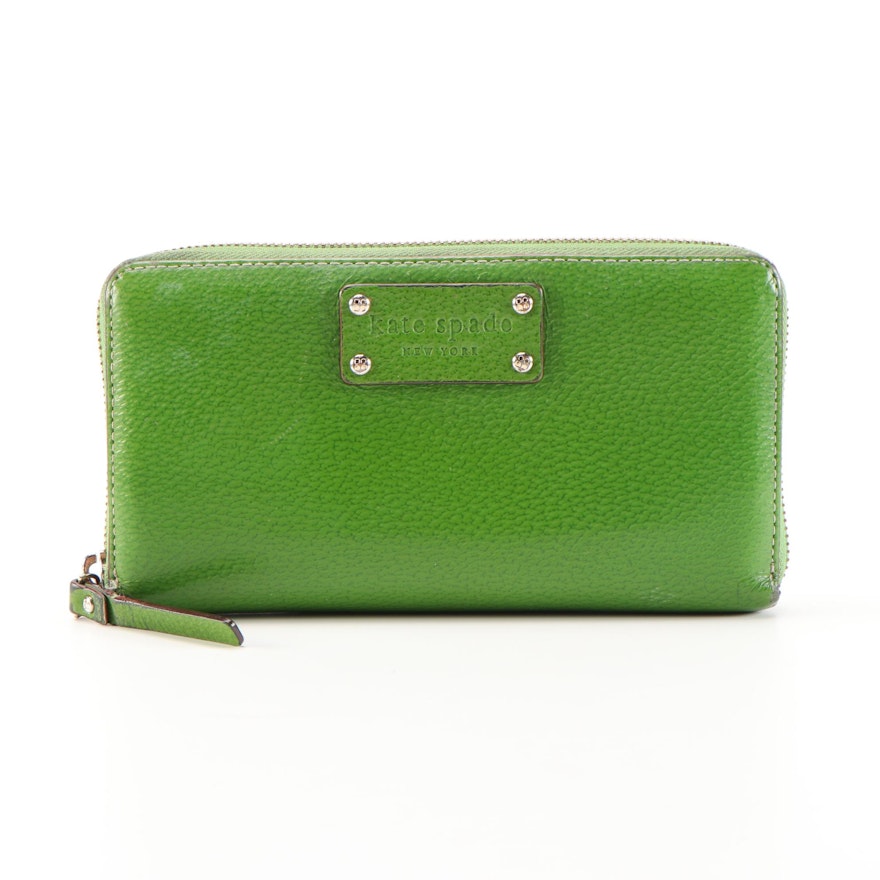 Kate Spade New York Green Textured Leather Zip Wallet