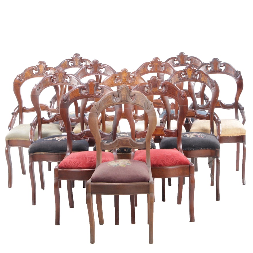 Assembled Set of Twelve Victorian Side Chairs