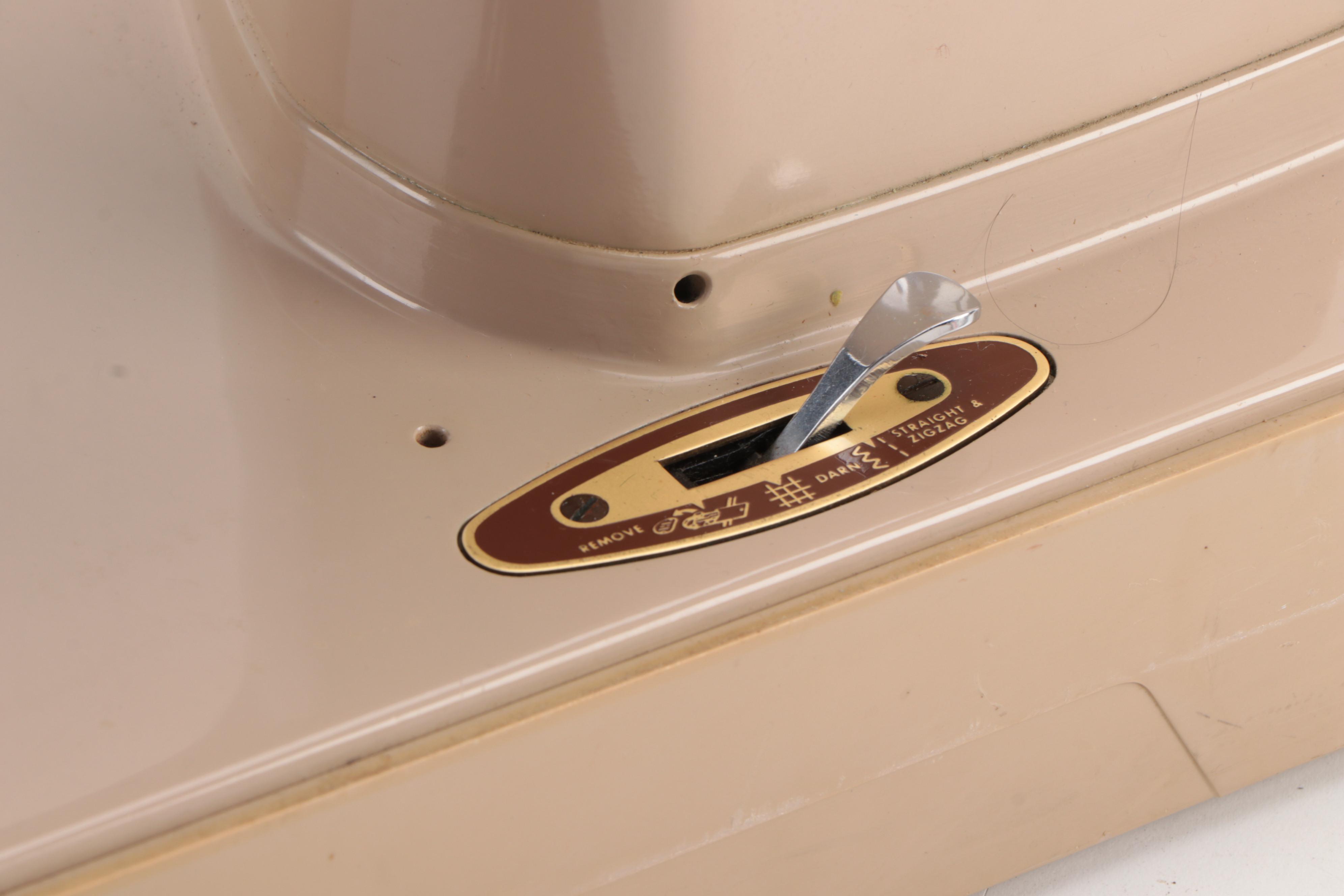 Singer 503A Slant-O-Matic Sewing Machine with Case, Mid-20th Century