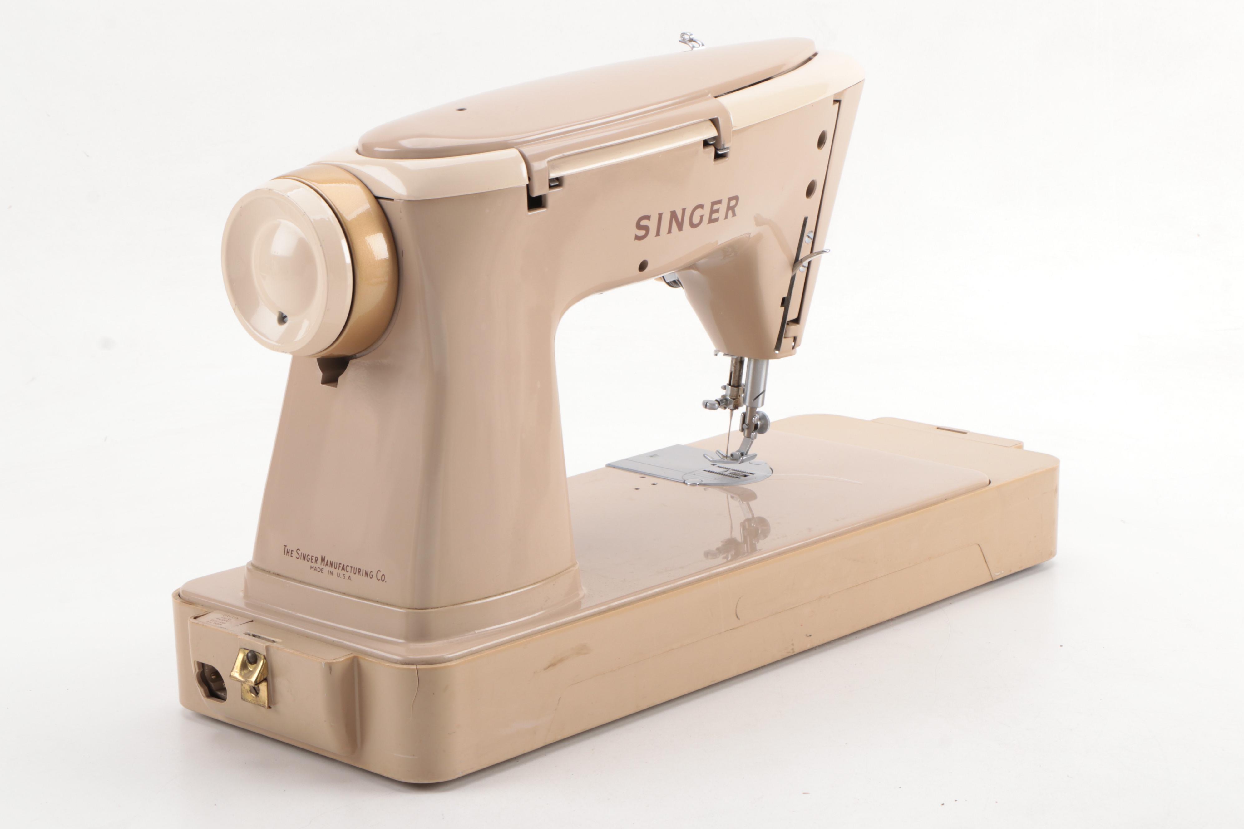 Singer 503A Slant-O-Matic Sewing Machine with Case, Mid-20th Century