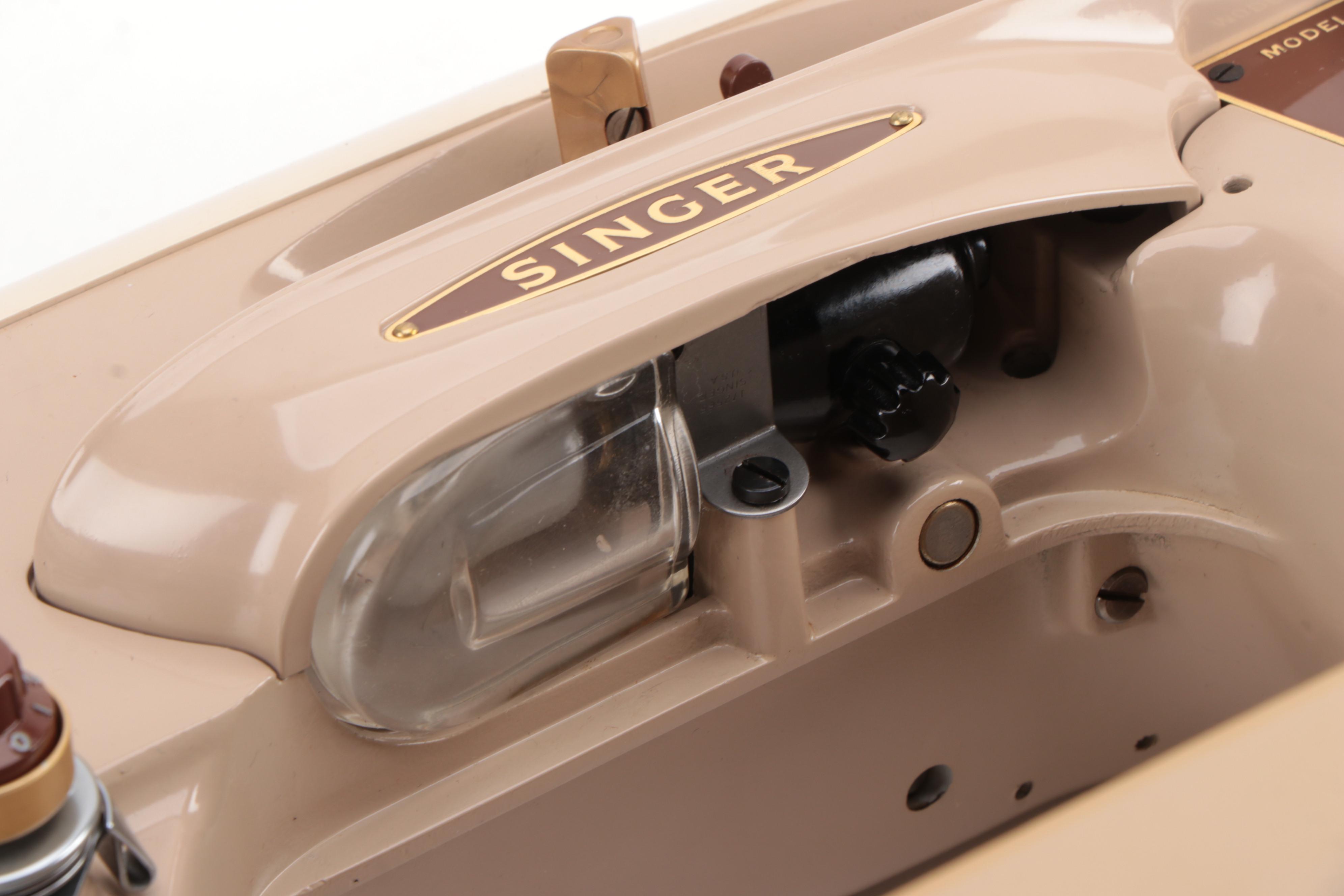 Singer 503A Slant-O-Matic Sewing Machine with Case, Mid-20th Century