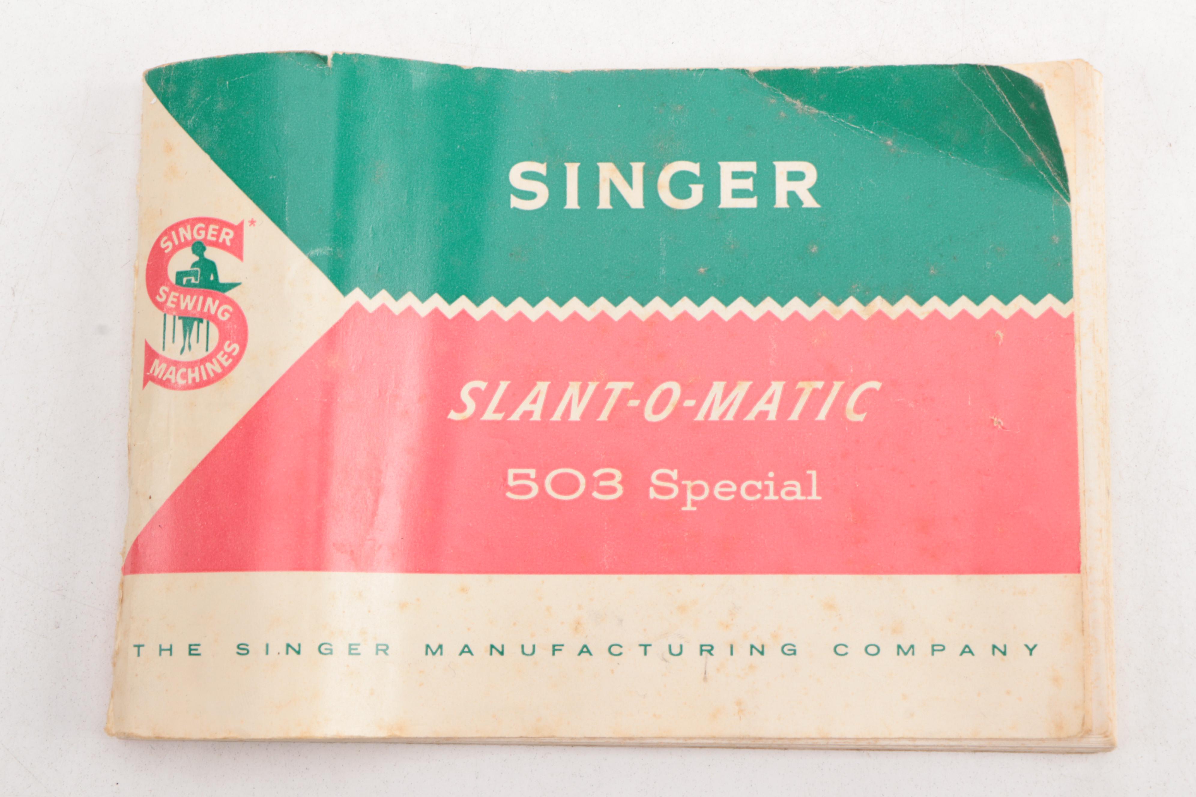Singer 503A Slant-O-Matic Sewing Machine with Case, Mid-20th Century