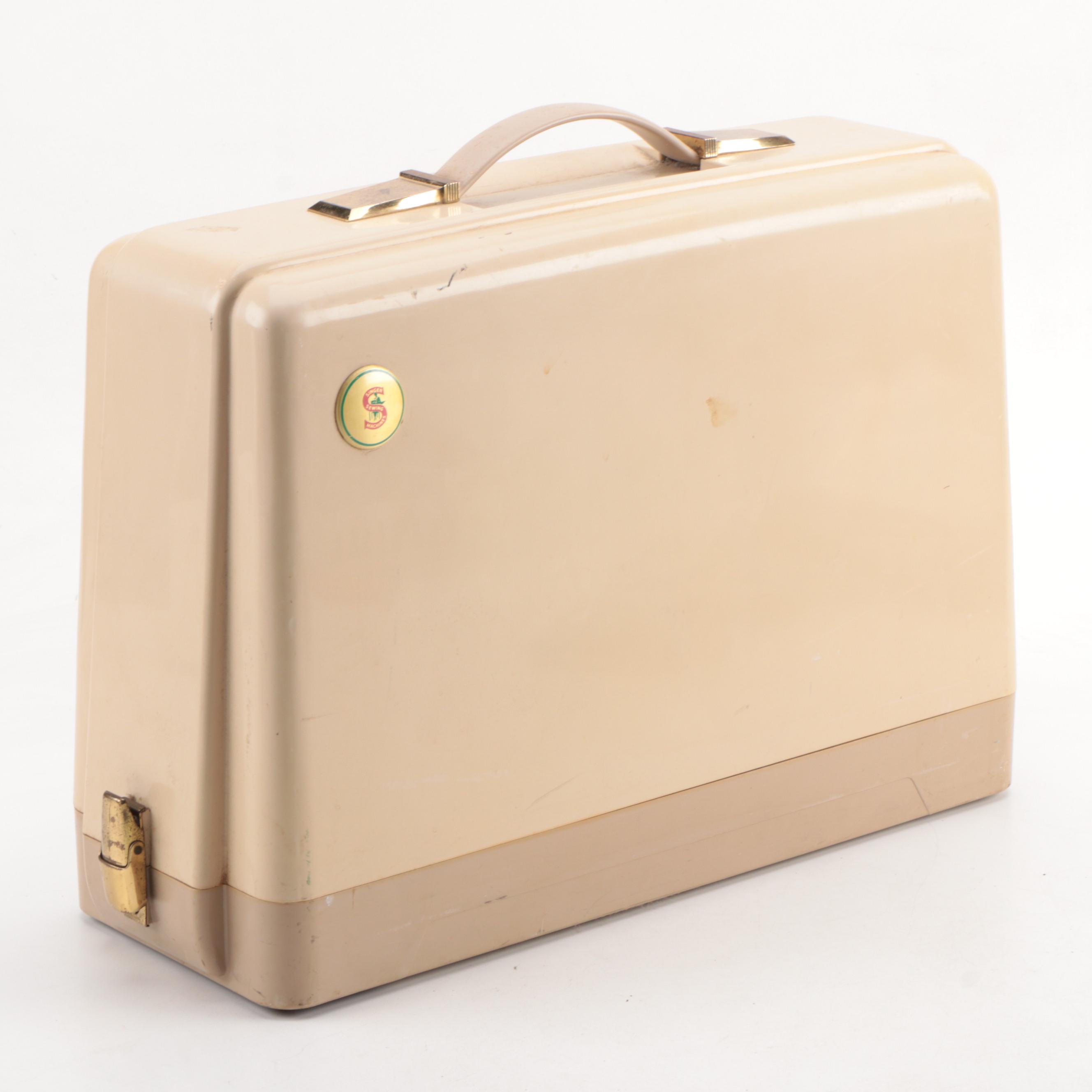 Singer 503A Slant-O-Matic Sewing Machine with Case, Mid-20th Century