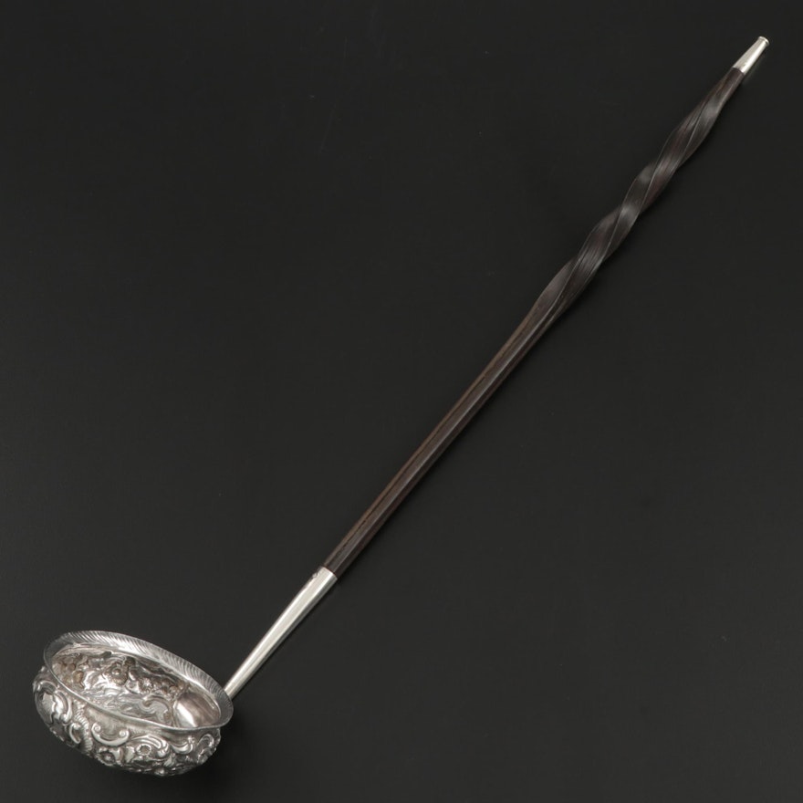 King George IV Sterling Silver Sixpence in Toddy Ladle with Baleen Handle