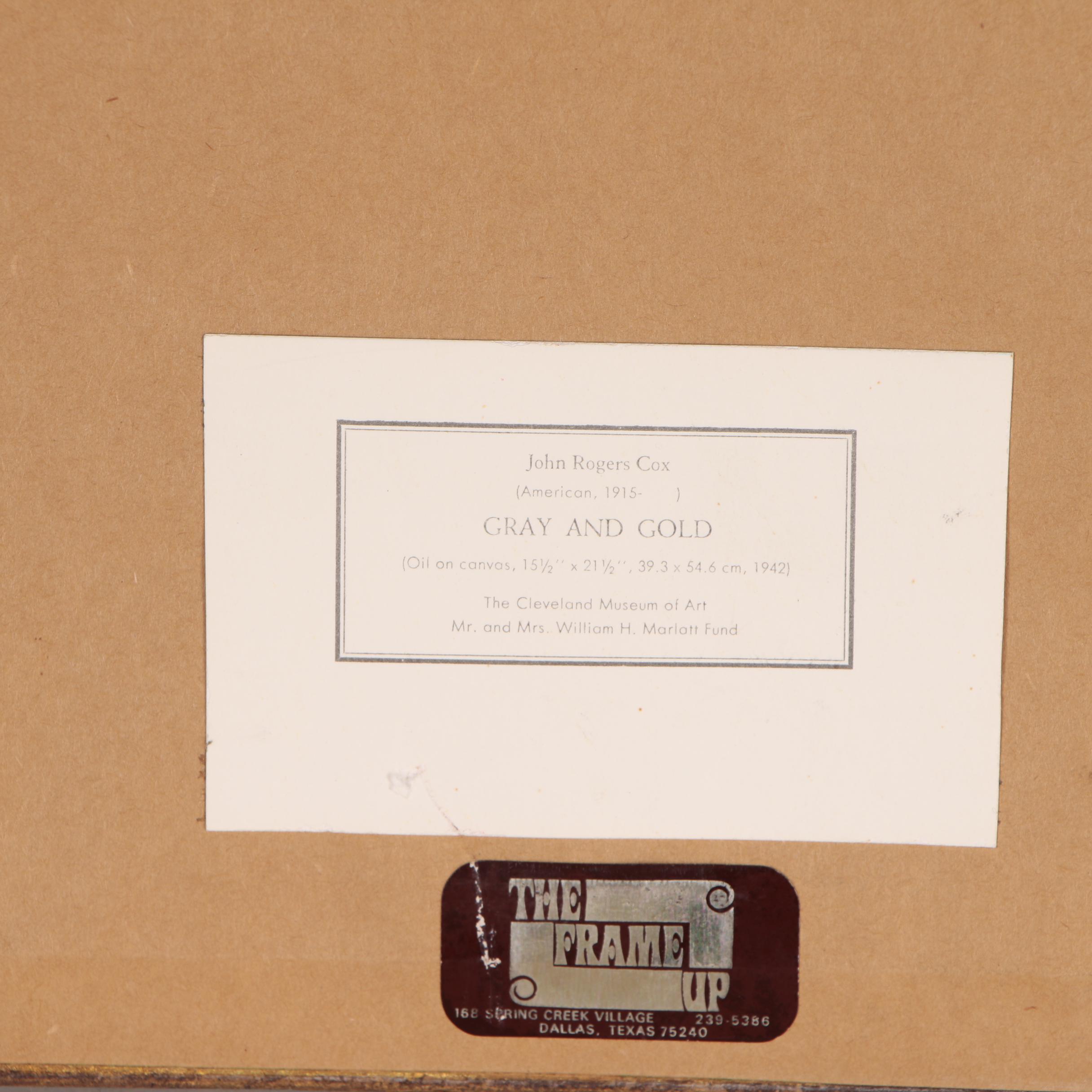 Collotype After John Rogers Cox "Gray and Gold"