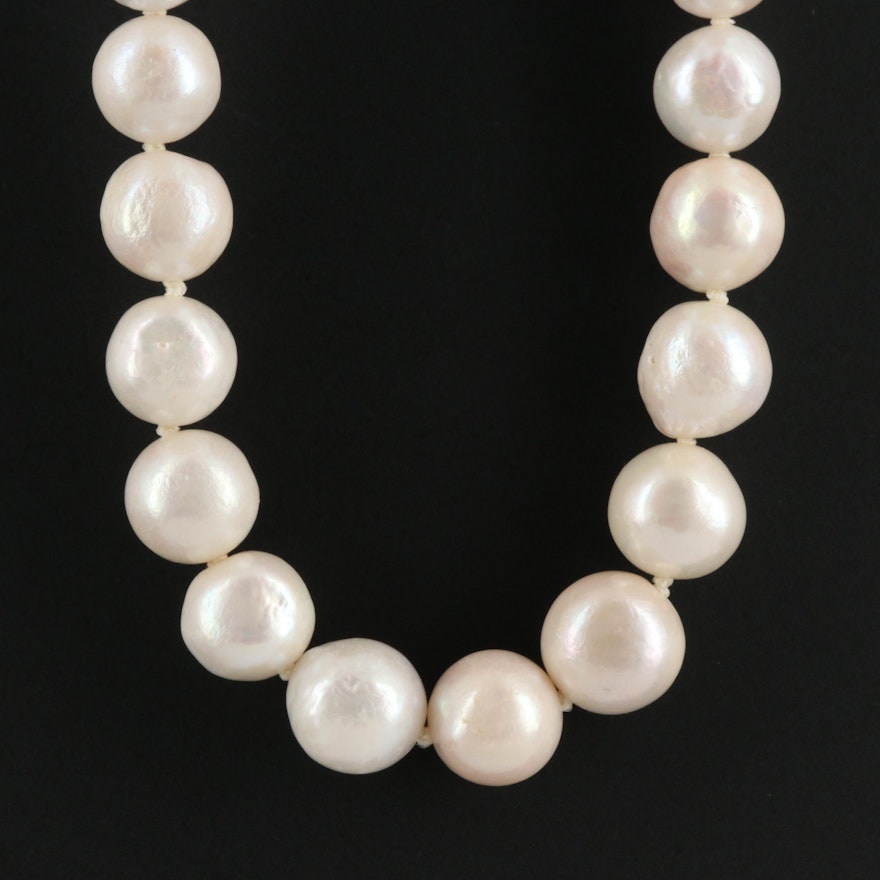 Hand Knotted Pearl Necklace 14K Clasp