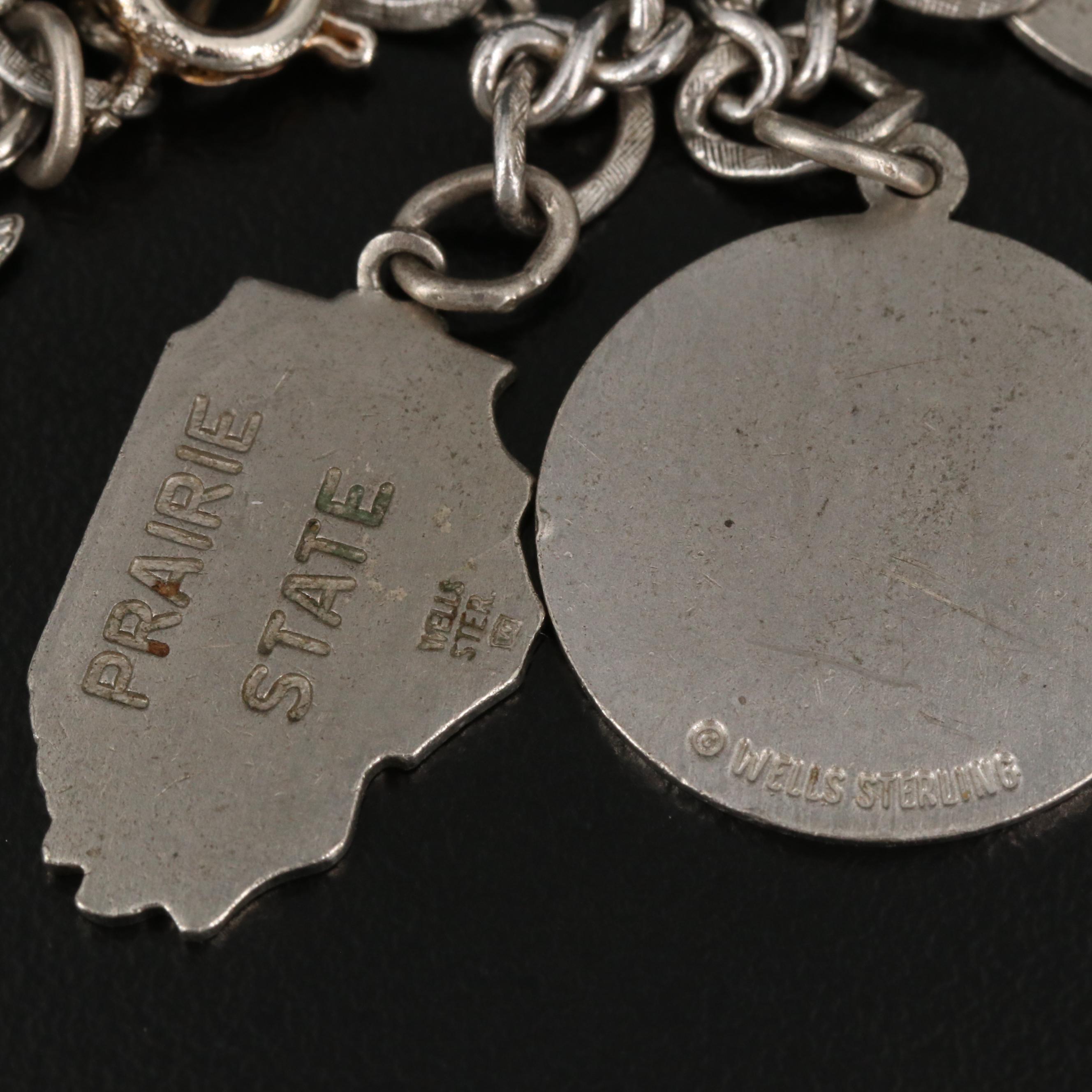 Sterling Silver Charm Bracelet Featuring Enamel Accents