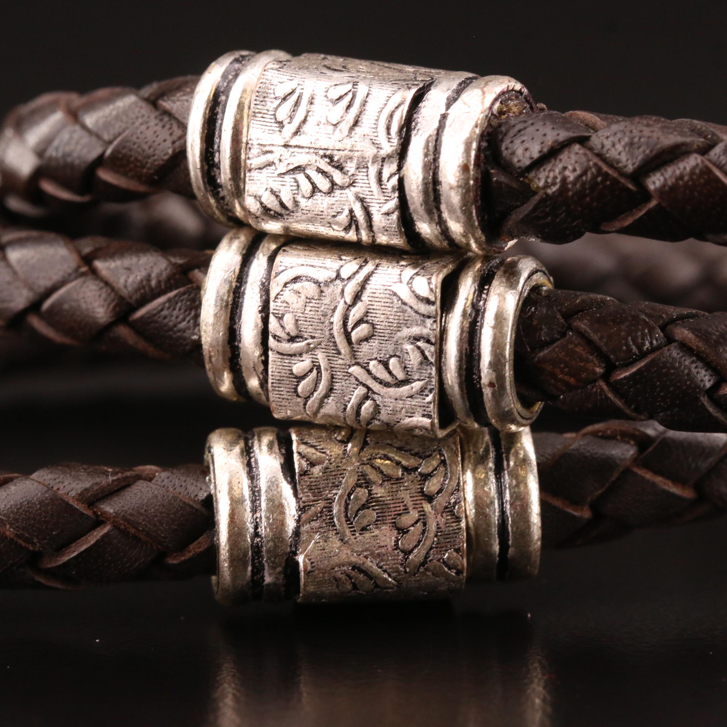 Braided Leather Bracelets with Magnetic Clasps