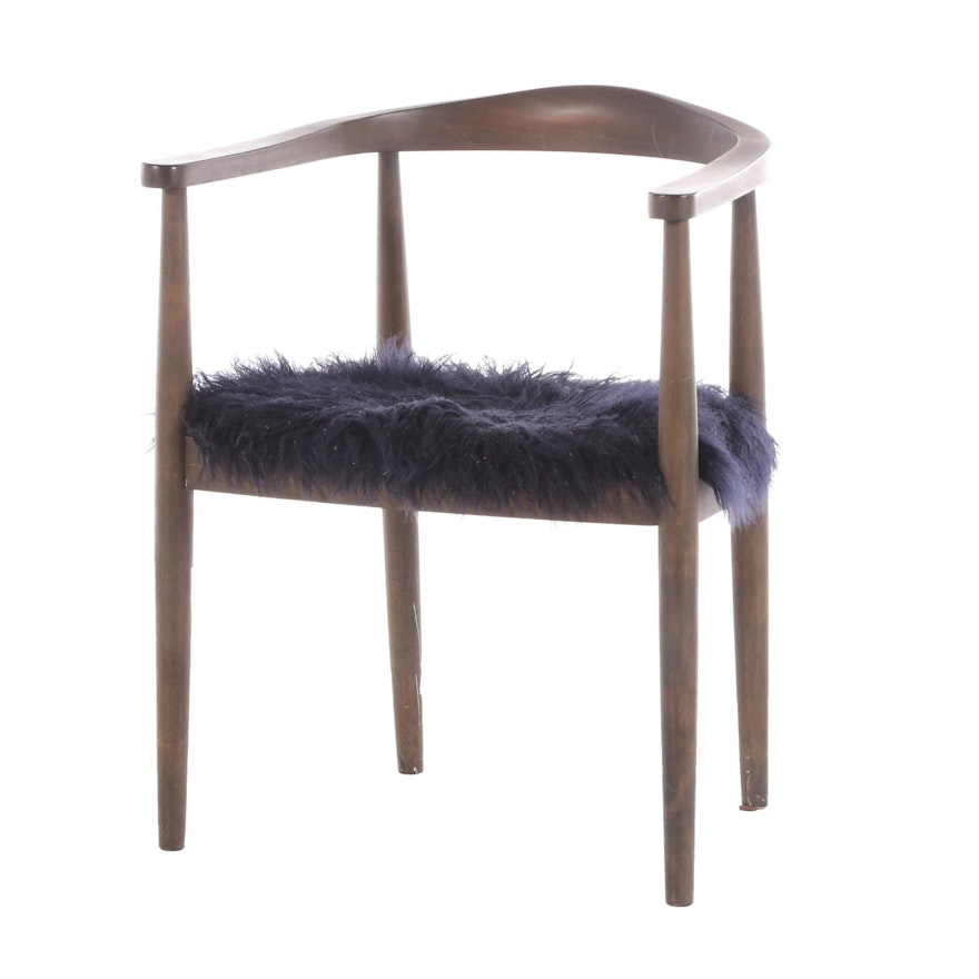 Threshold Walnut and Faux Fur Arm Chair