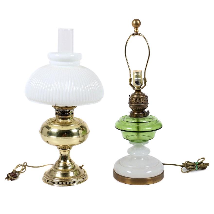 Converted Hurricane Lamp Table Lamps Including Rayo