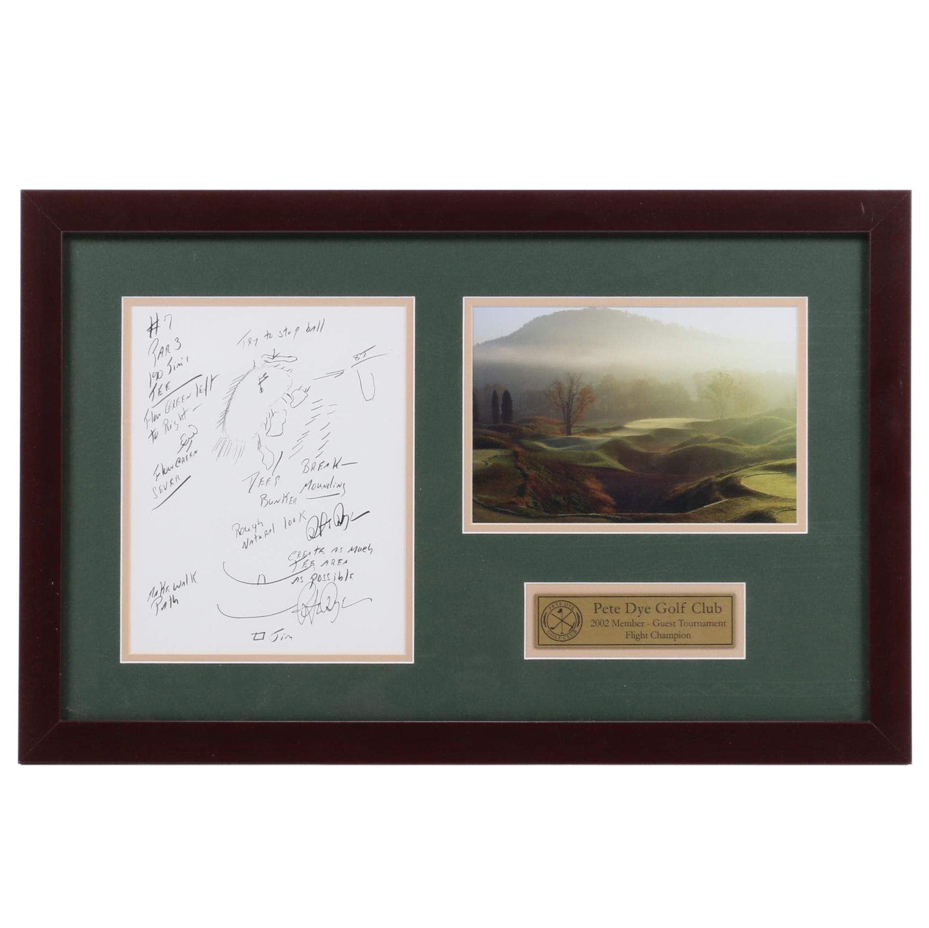 Pete Dye Autographed Golf Hole Design