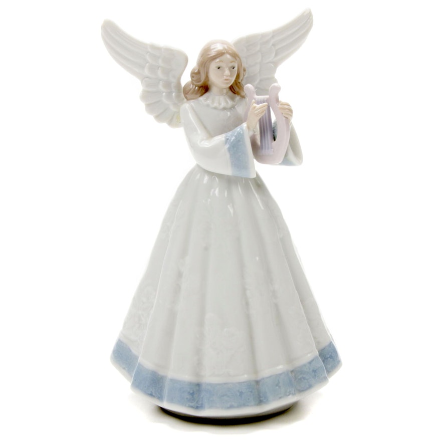 Lladró "Heavenly Harpist" Porcelain Angel Figurine Designed by Francisco Catalá