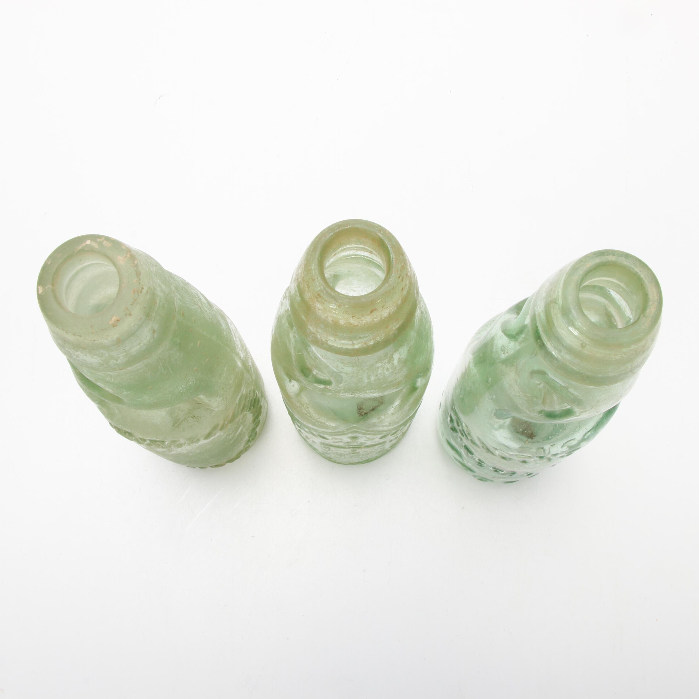 Antique Aqua Mineral and Soda Water Bottles and Book