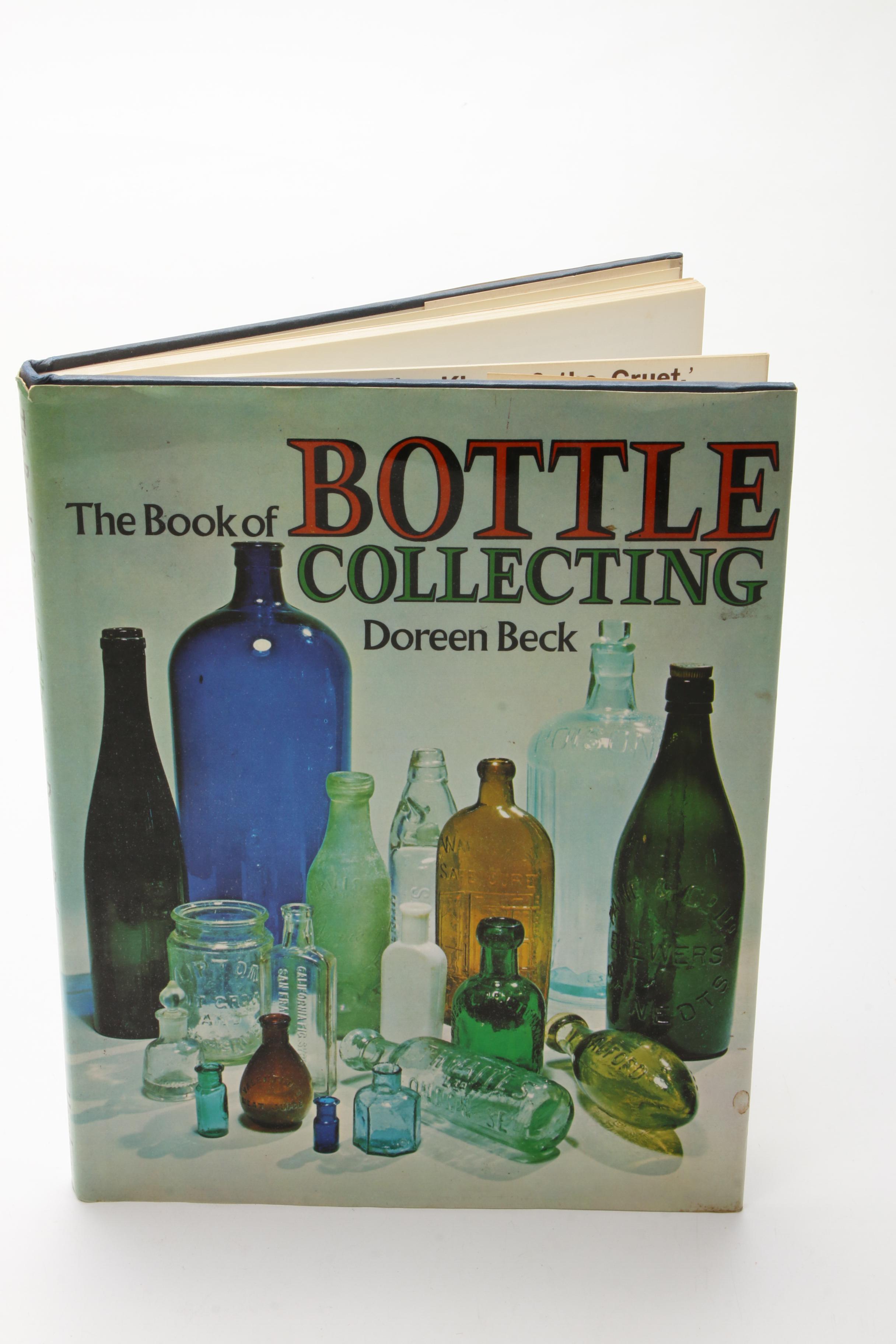 Antique Aqua Mineral and Soda Water Bottles and Book