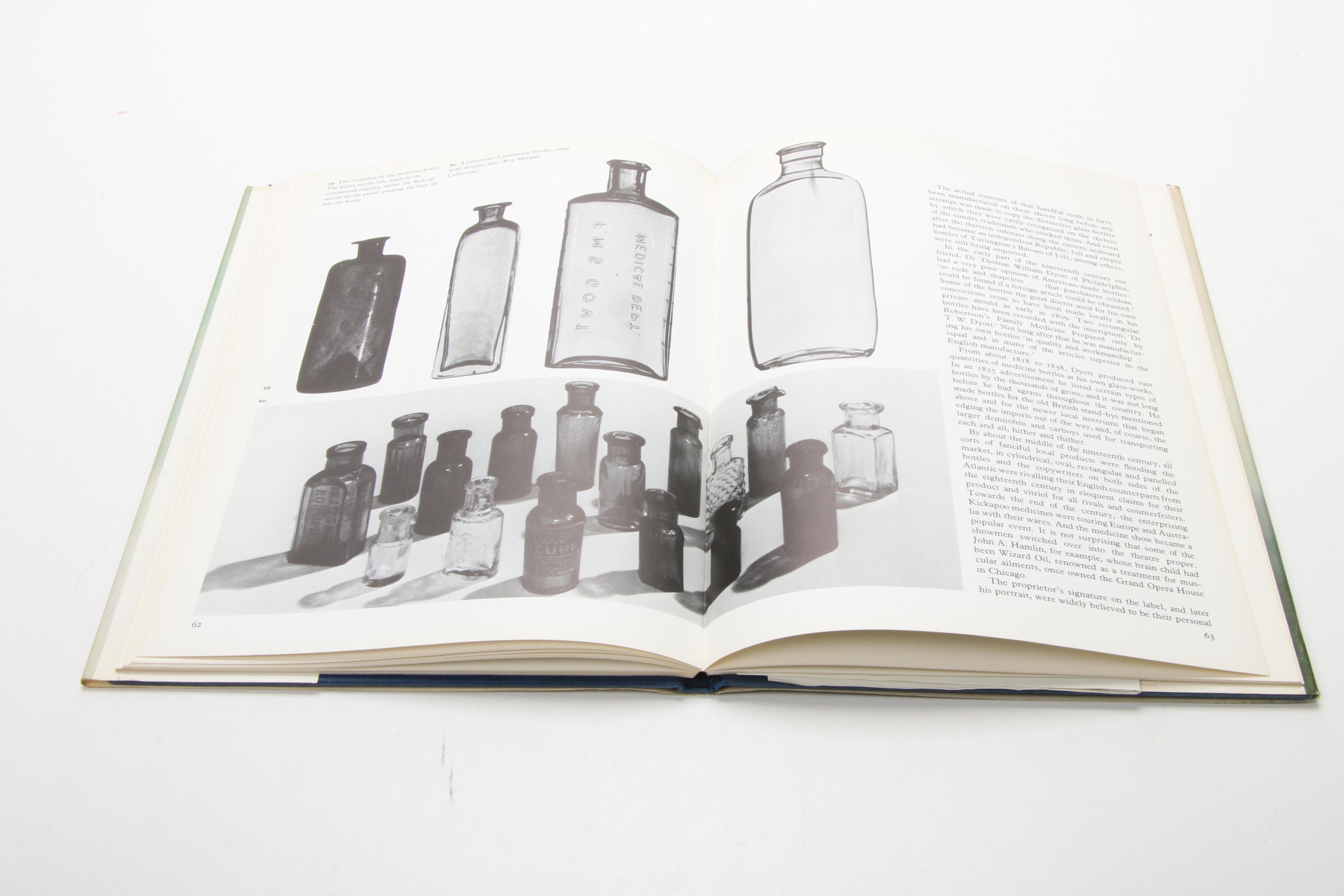 Antique Aqua Mineral and Soda Water Bottles and Book