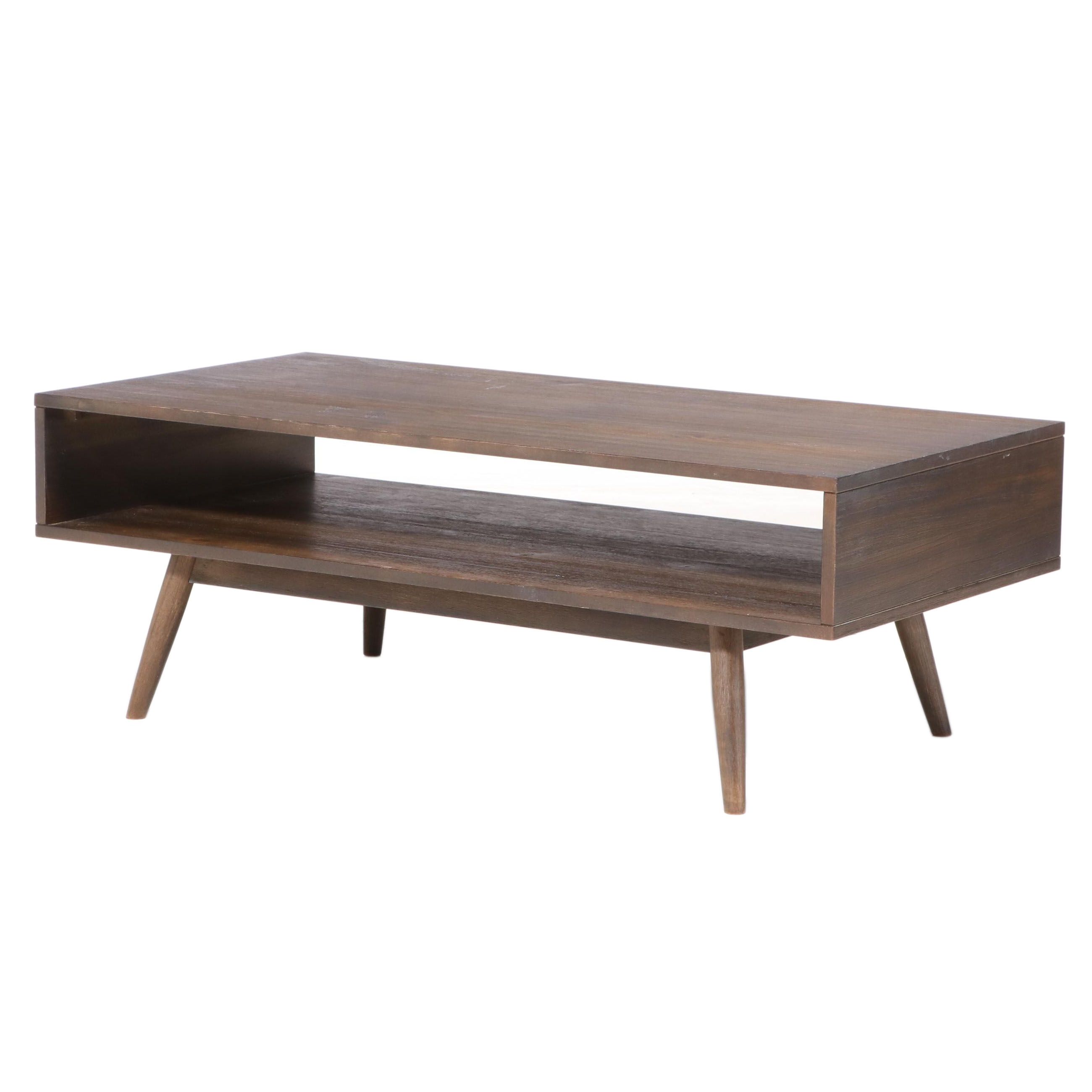 Signature Furniture Contemporary Modern Grained Wood Coffee Table