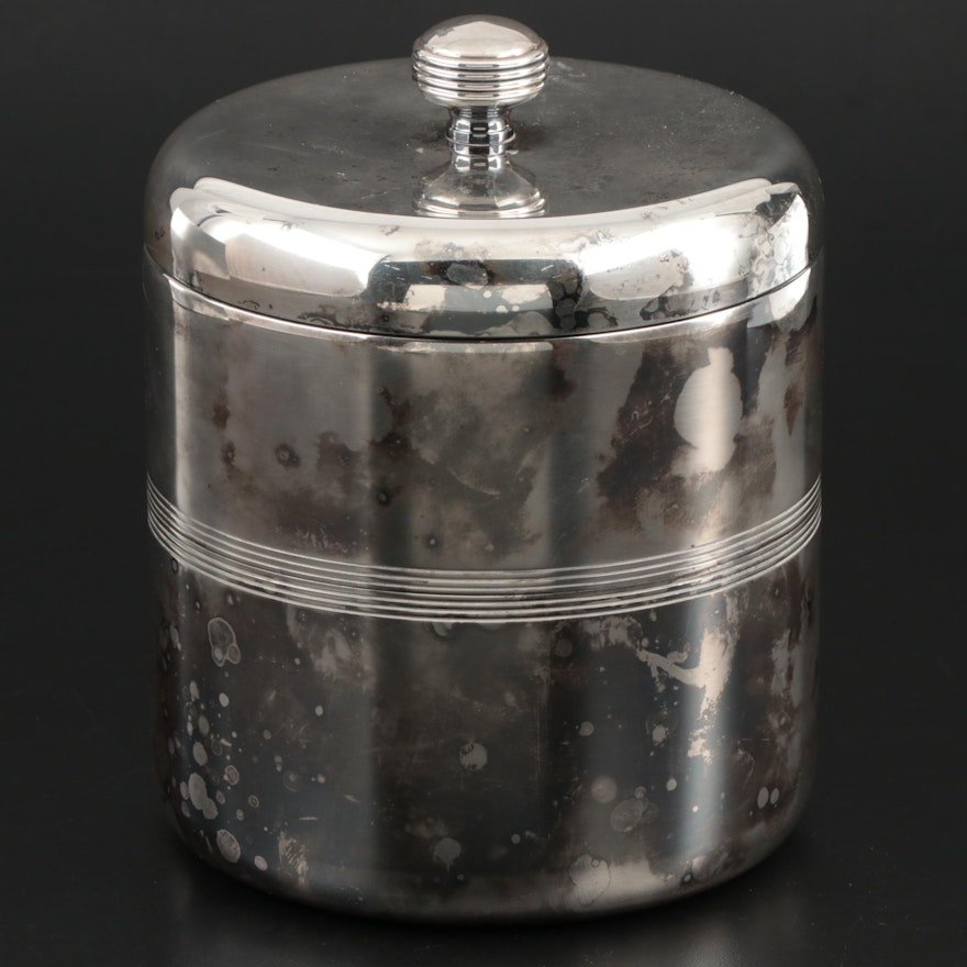 Christofle Art Deco Style Silver Plate Insulated Lidded Ice Bucket