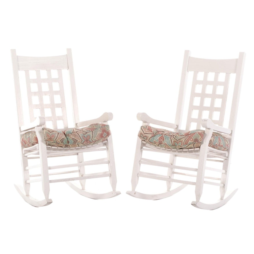 Painted Wood Rocking Chairs with Fitted Seat Cushions