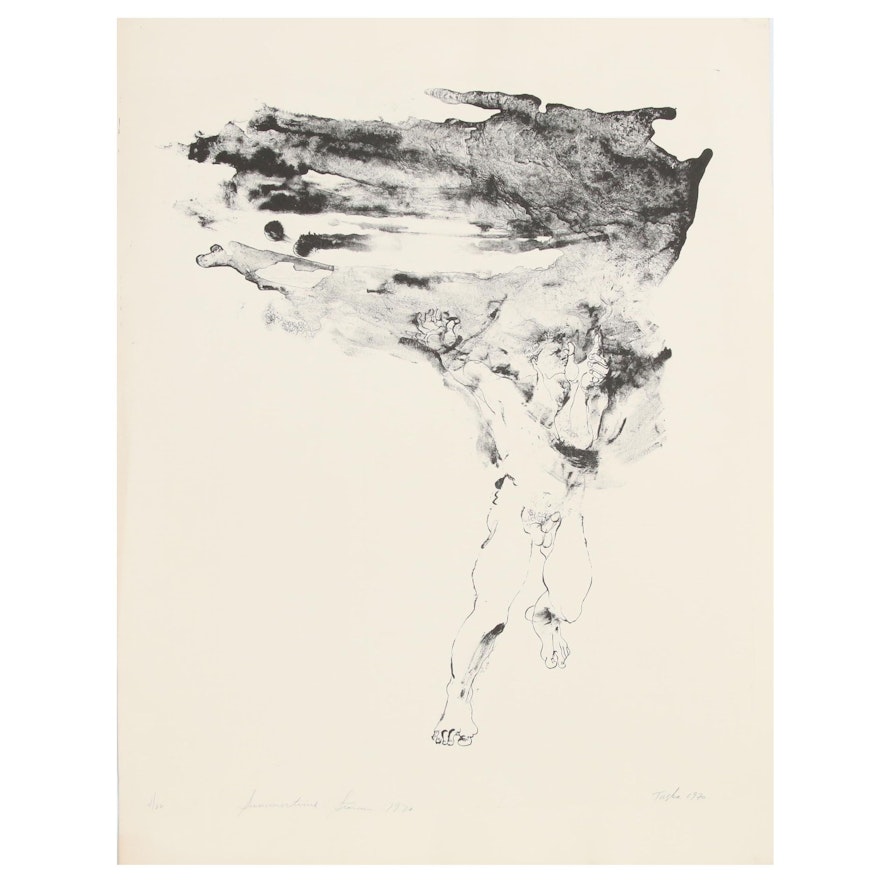 John Tuska Figural Stone Lithograph "Summertime Storm", 1970