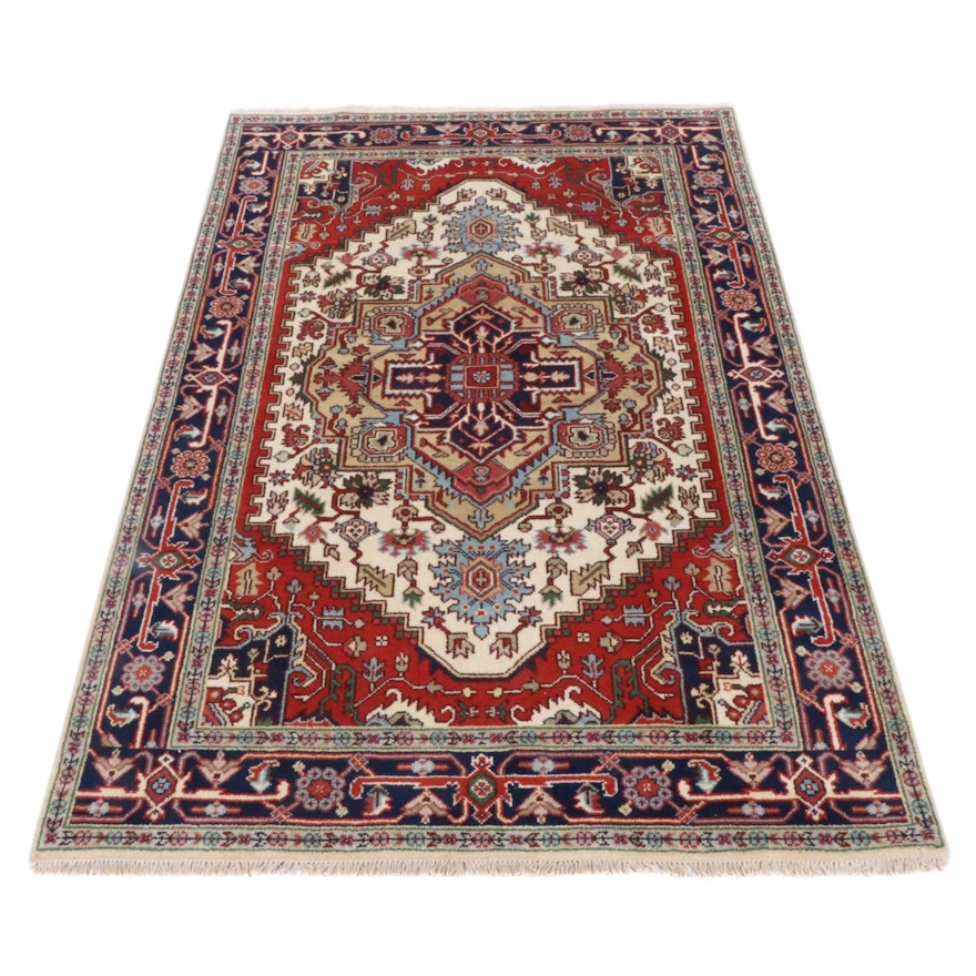 6'0 x 9'4 Hand-Knotted Indo-Persian Heriz Serapi Rug, 2010s