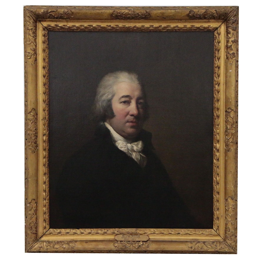 English School Half-Length Portrait Oil Painting of Gentleman, Late 18th Century