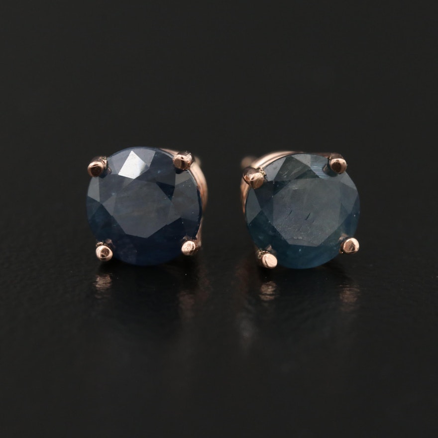 14K Rose Gold Sapphire Stud Earrings