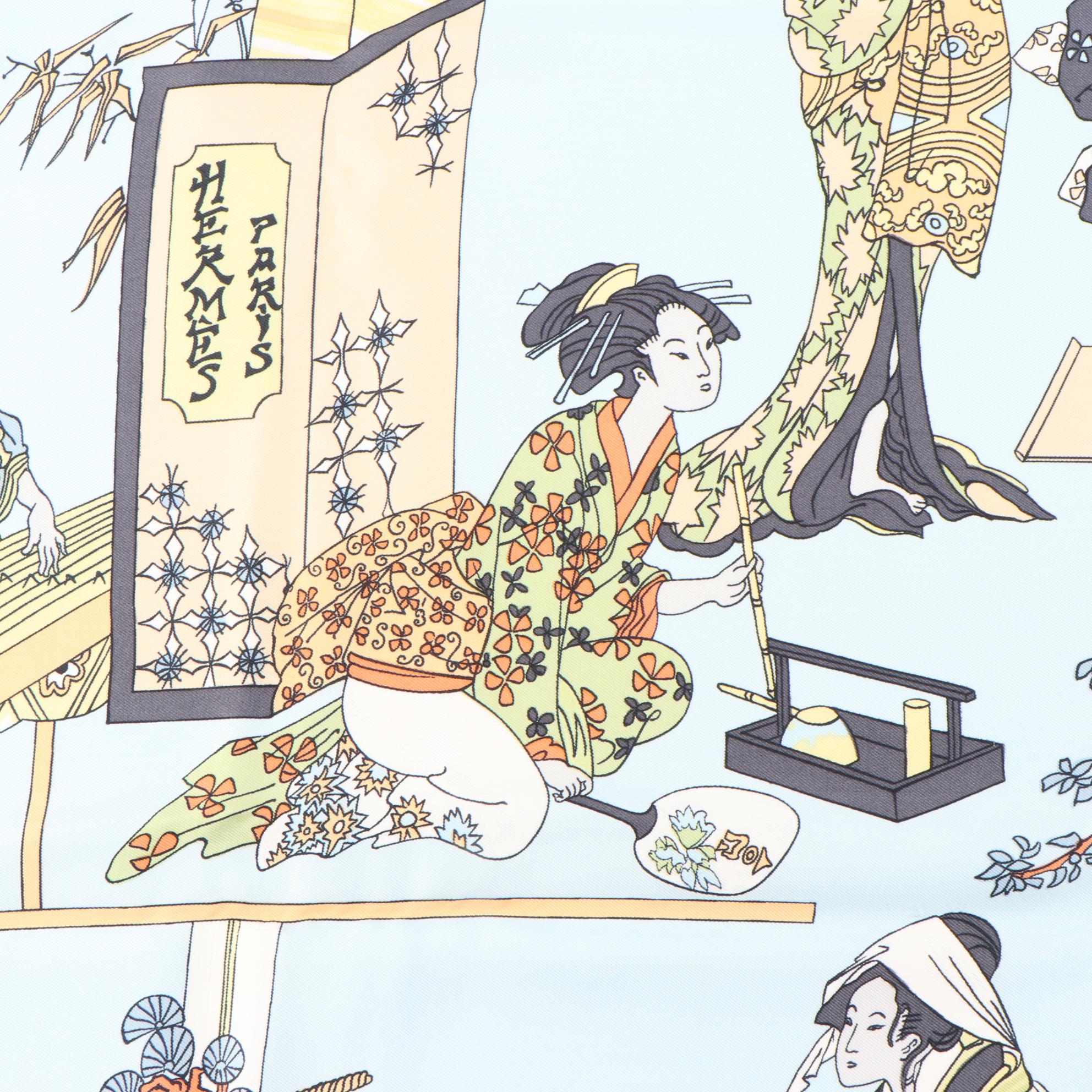 Hermès "Geisha" Silk Scarf with Box, Vintage