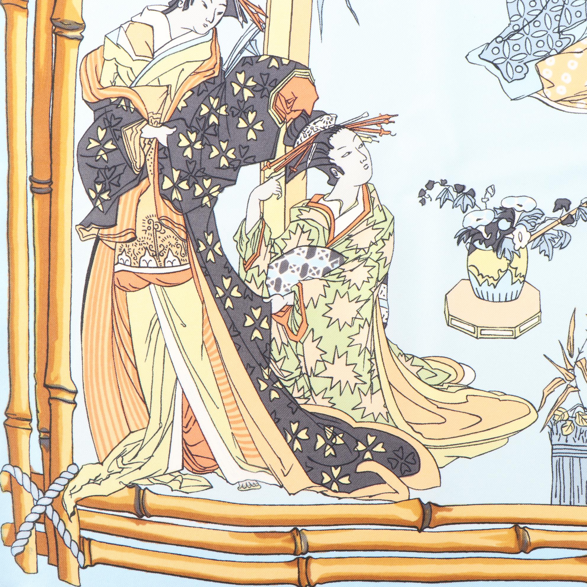 Hermès "Geisha" Silk Scarf with Box, Vintage