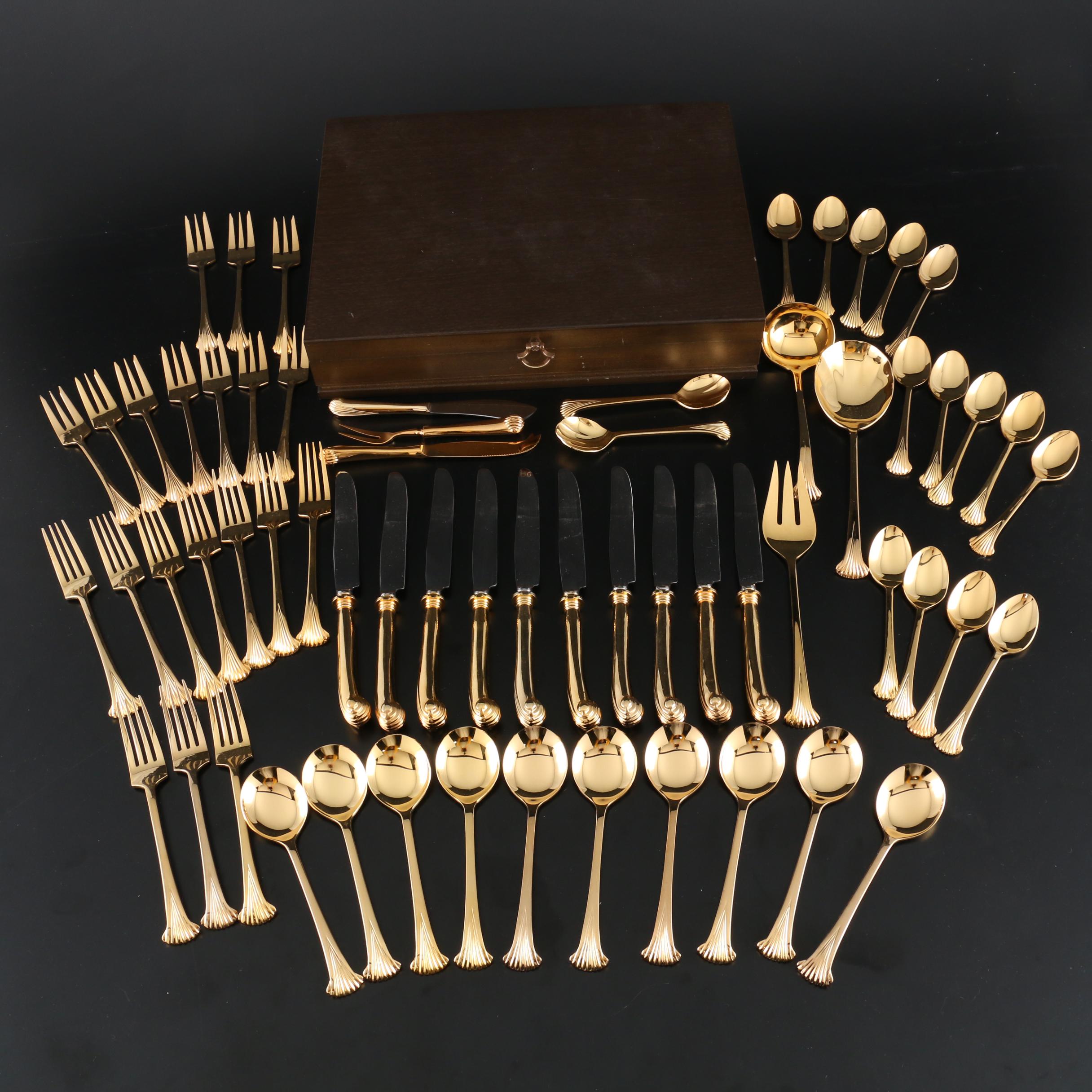 Supreme by Towle "Gold Aristocrat" Gold Plate Stainless Steel Flatware for Ten