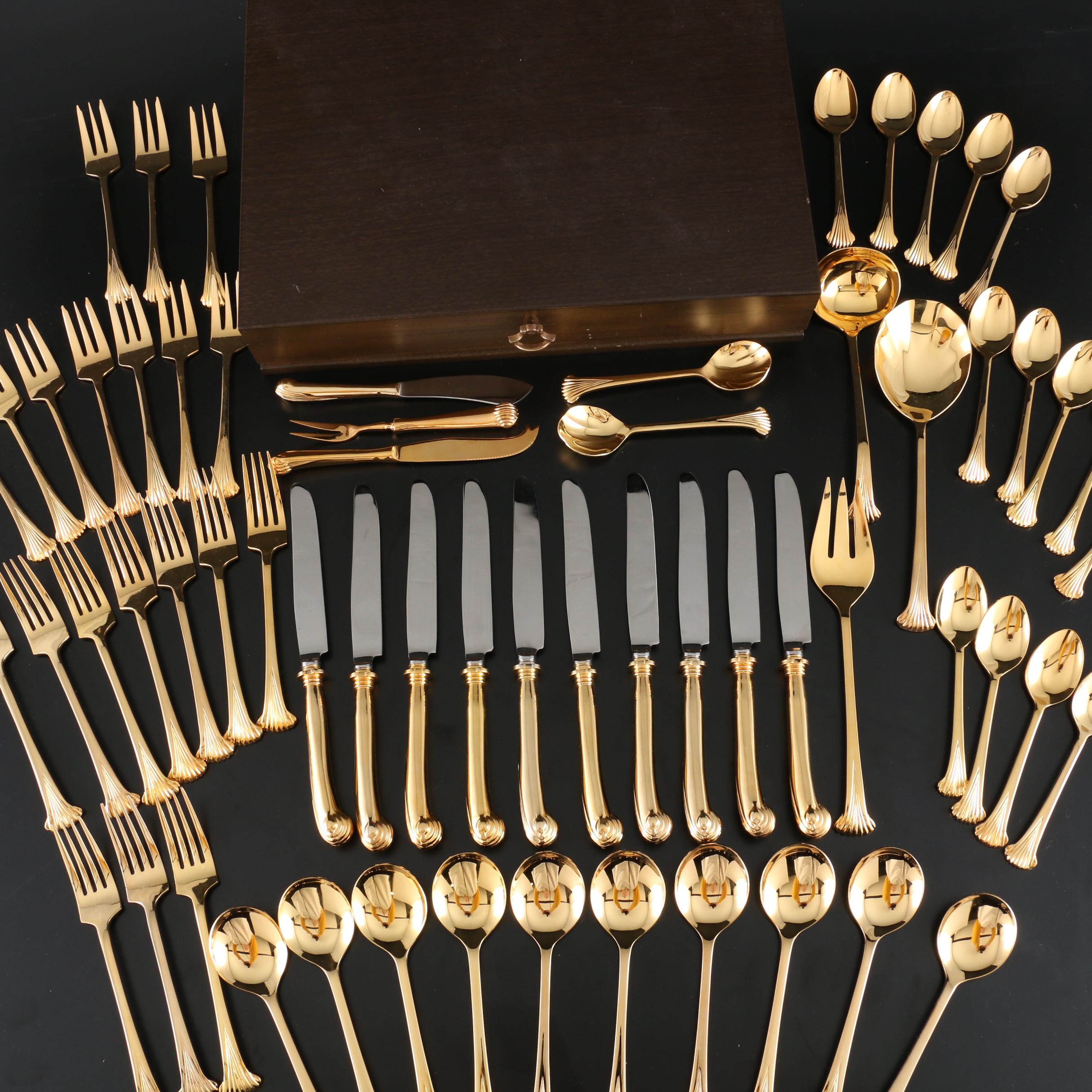 Supreme by Towle "Gold Aristocrat" Gold Plate Stainless Steel Flatware for Ten