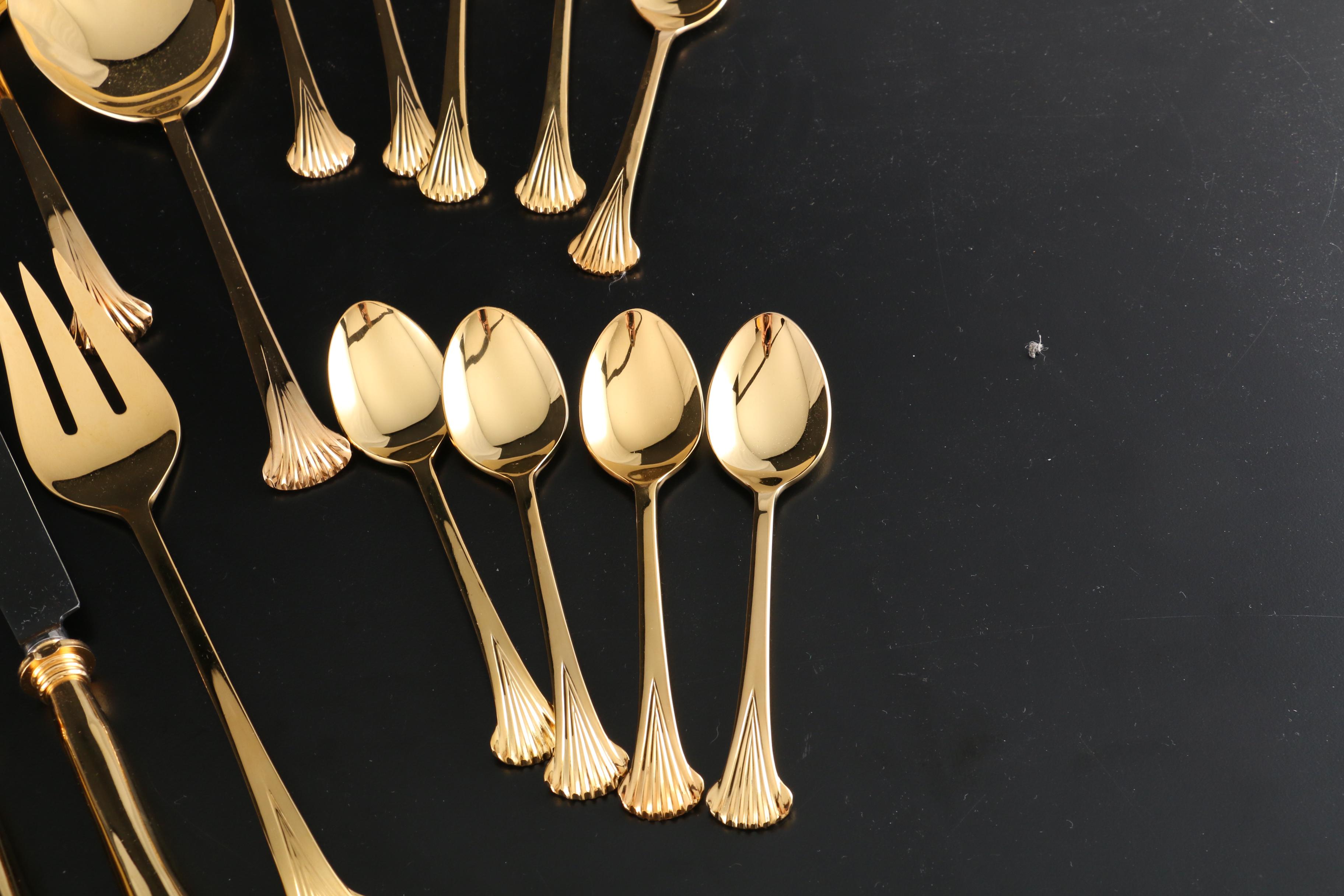 Supreme by Towle "Gold Aristocrat" Gold Plate Stainless Steel Flatware for Ten