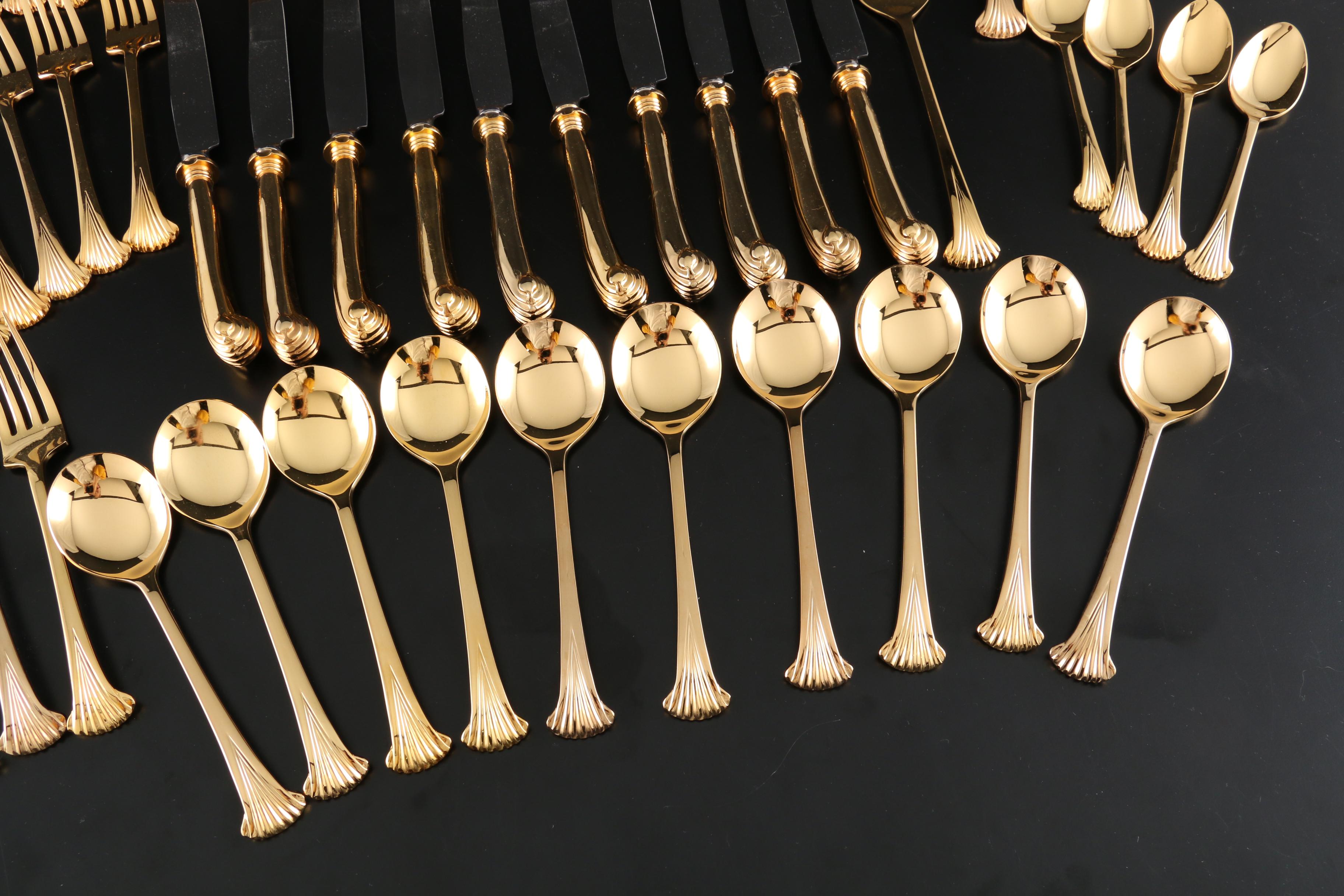 Supreme by Towle "Gold Aristocrat" Gold Plate Stainless Steel Flatware for Ten