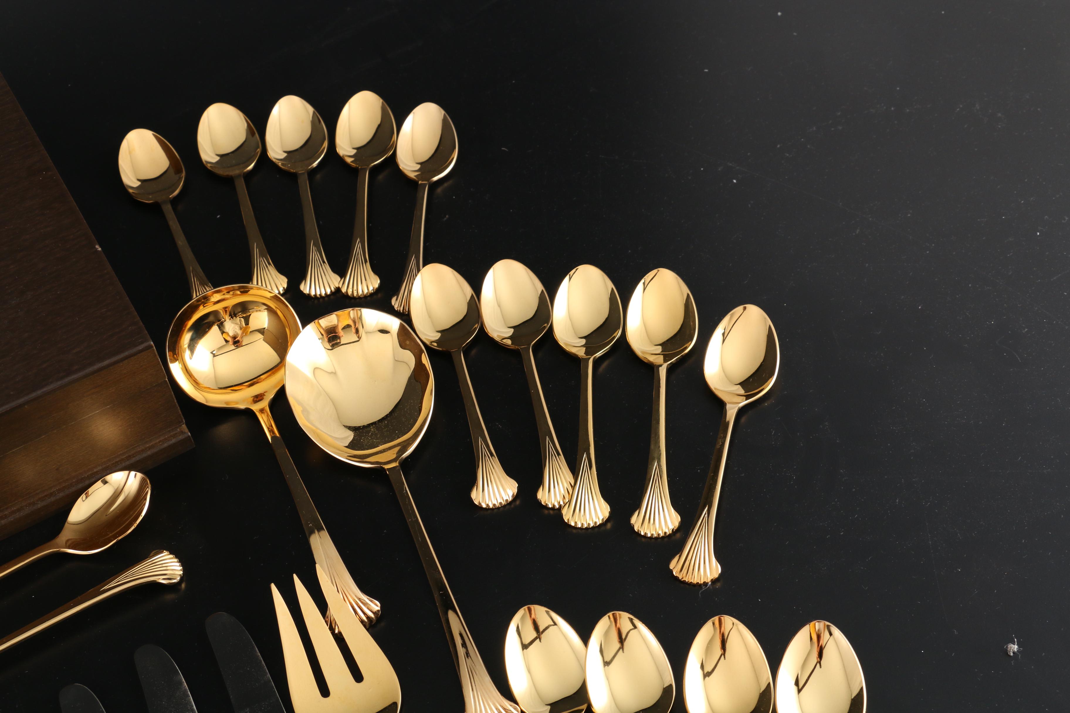 Supreme by Towle "Gold Aristocrat" Gold Plate Stainless Steel Flatware for Ten