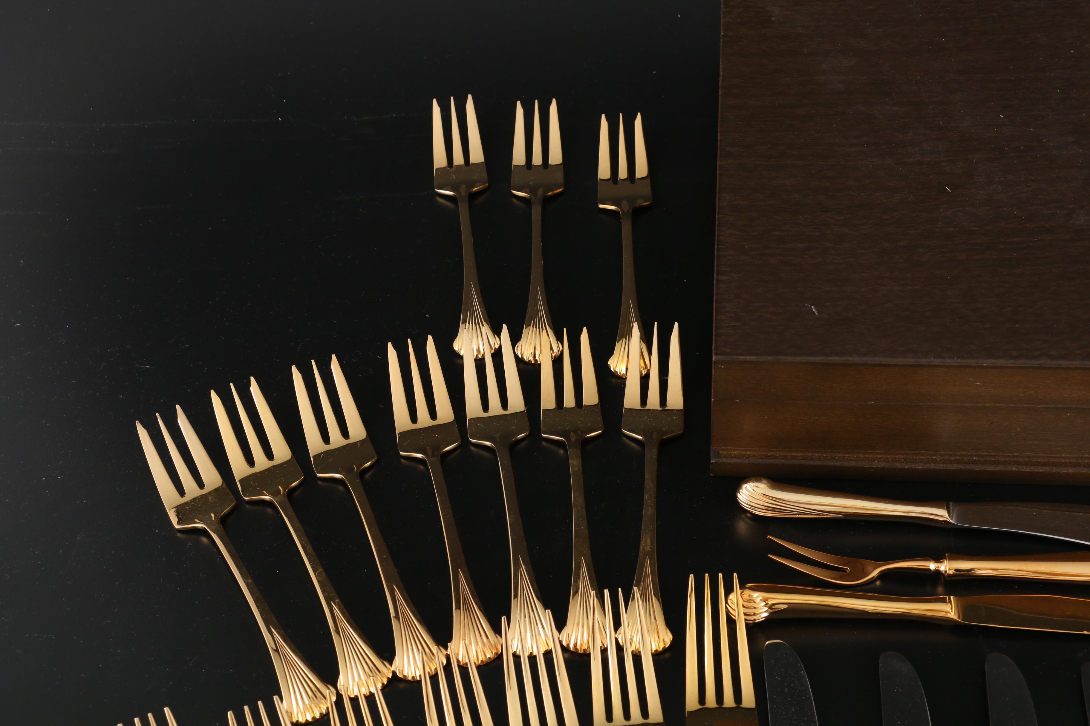 Supreme by Towle "Gold Aristocrat" Gold Plate Stainless Steel Flatware for Ten