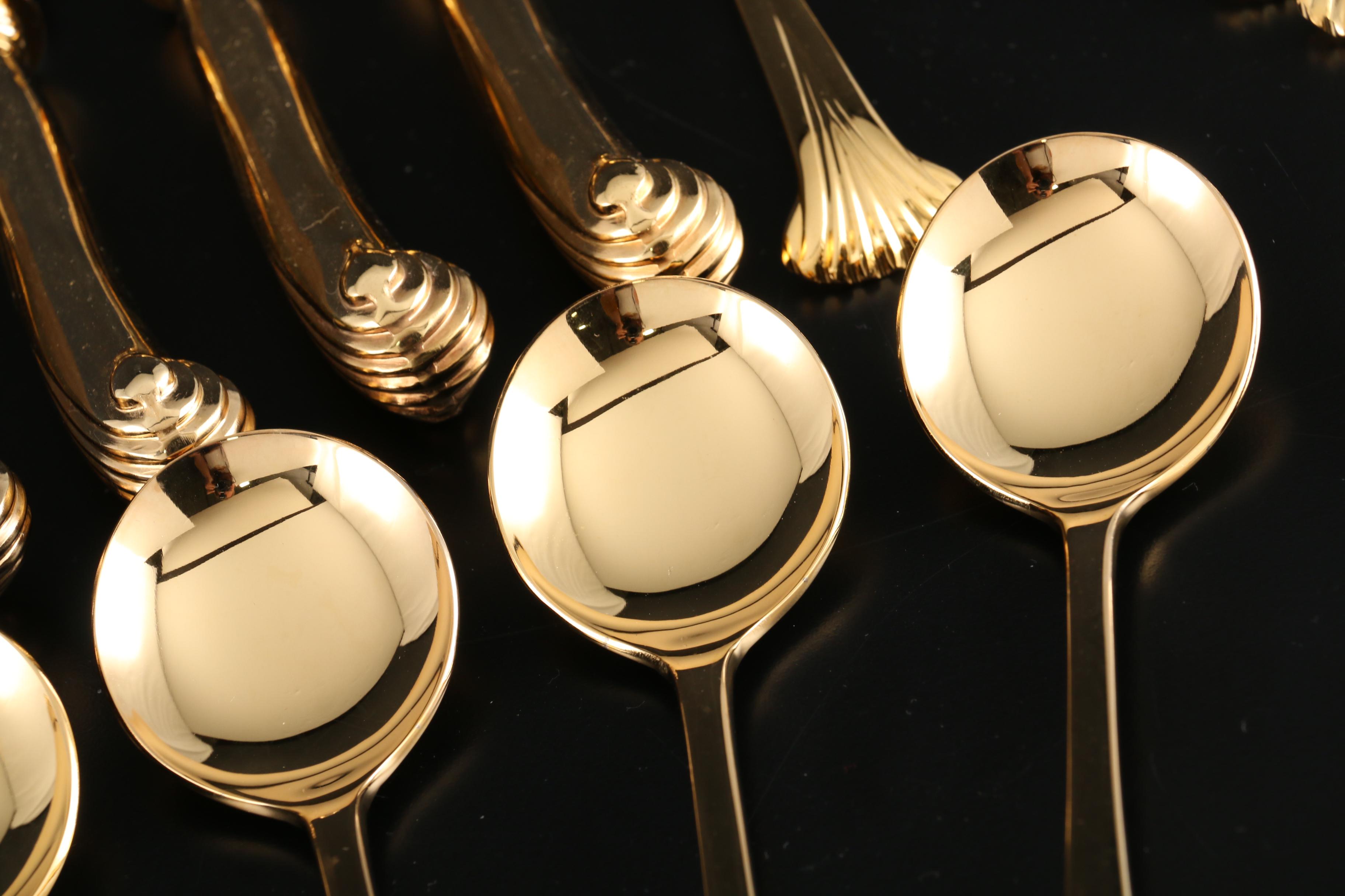 Supreme by Towle "Gold Aristocrat" Gold Plate Stainless Steel Flatware for Ten