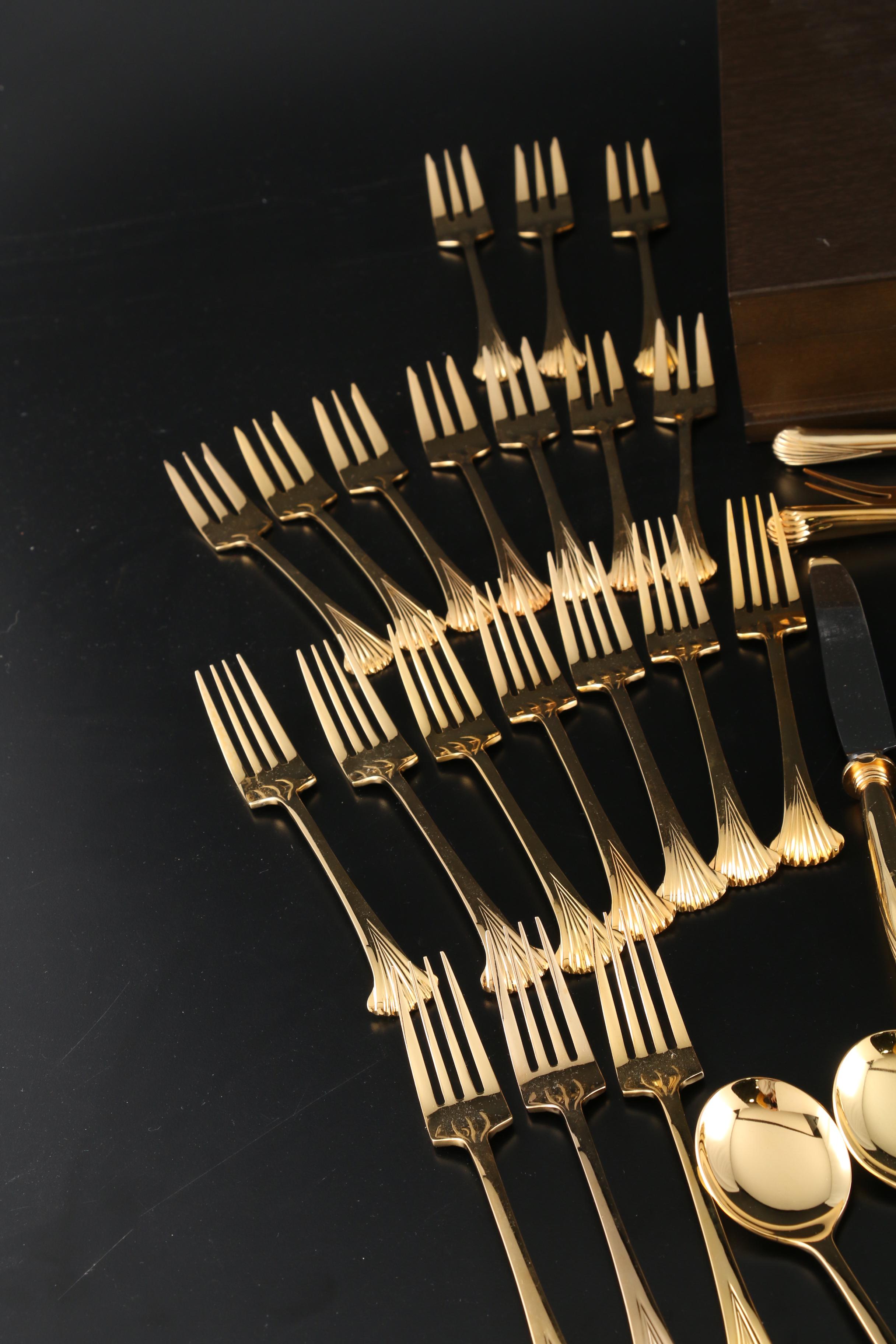Supreme by Towle "Gold Aristocrat" Gold Plate Stainless Steel Flatware for Ten