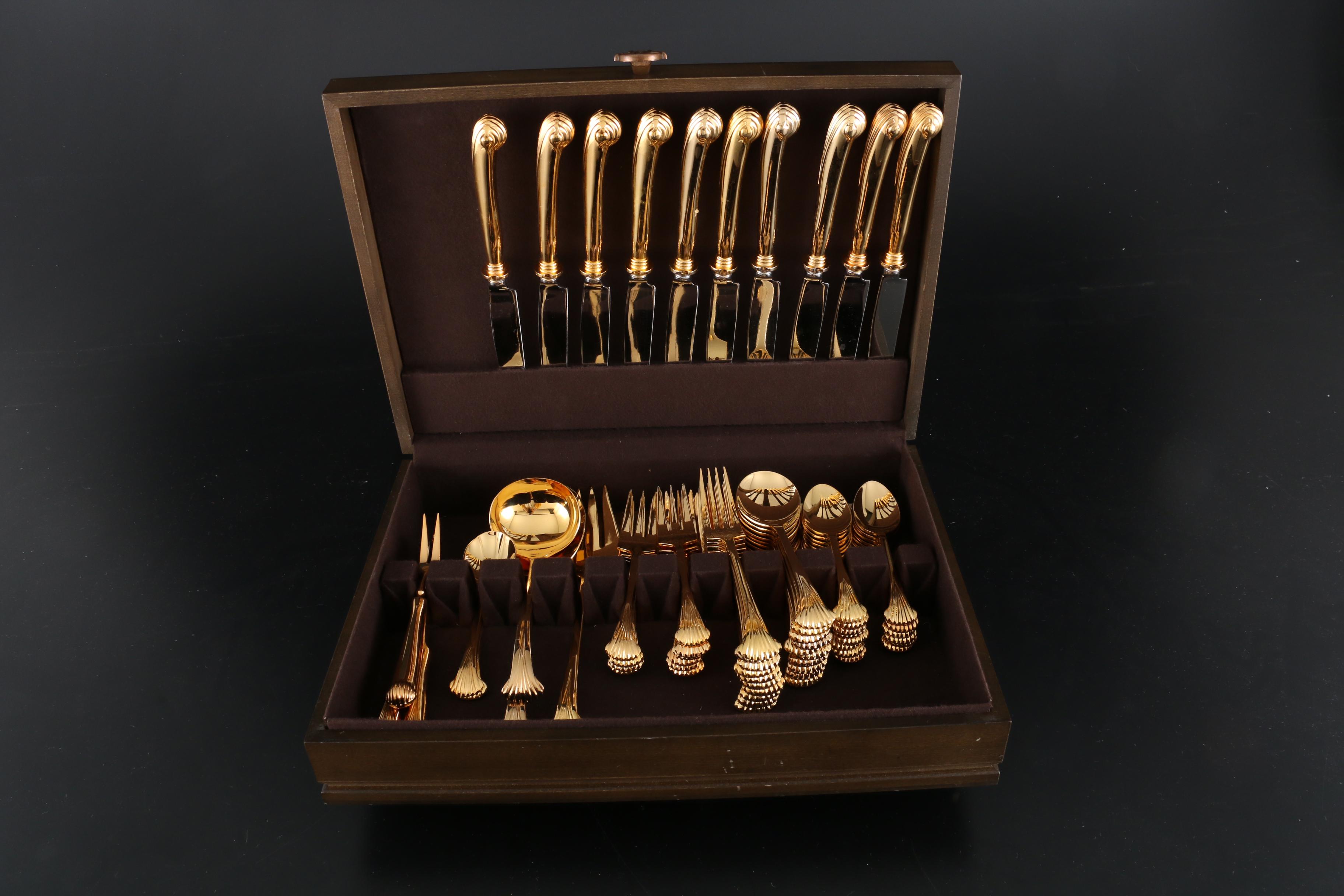 Supreme by Towle "Gold Aristocrat" Gold Plate Stainless Steel Flatware for Ten