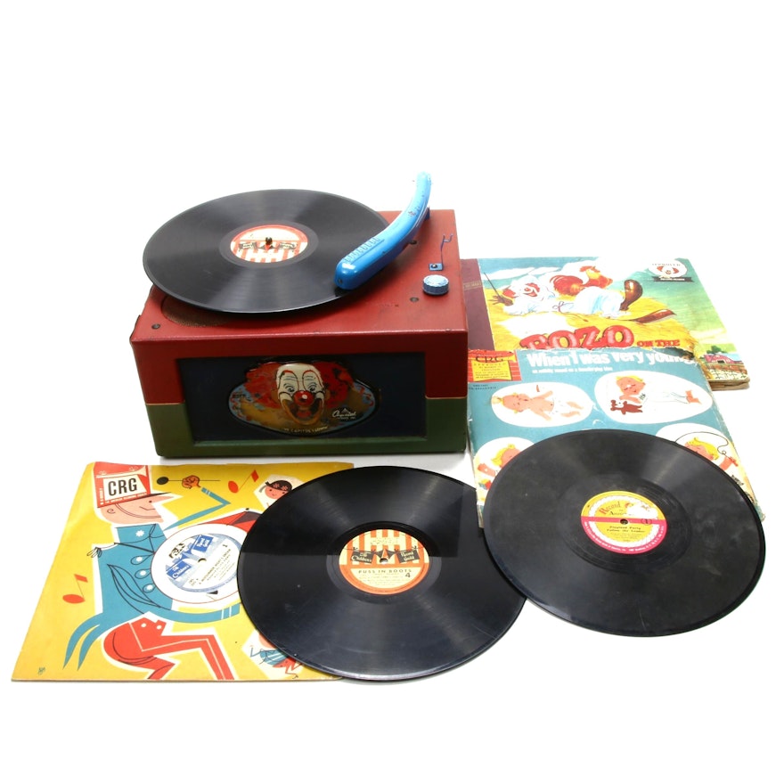 1948 Capital Records Inc. "Bozo The Clown" Phonograph and Records